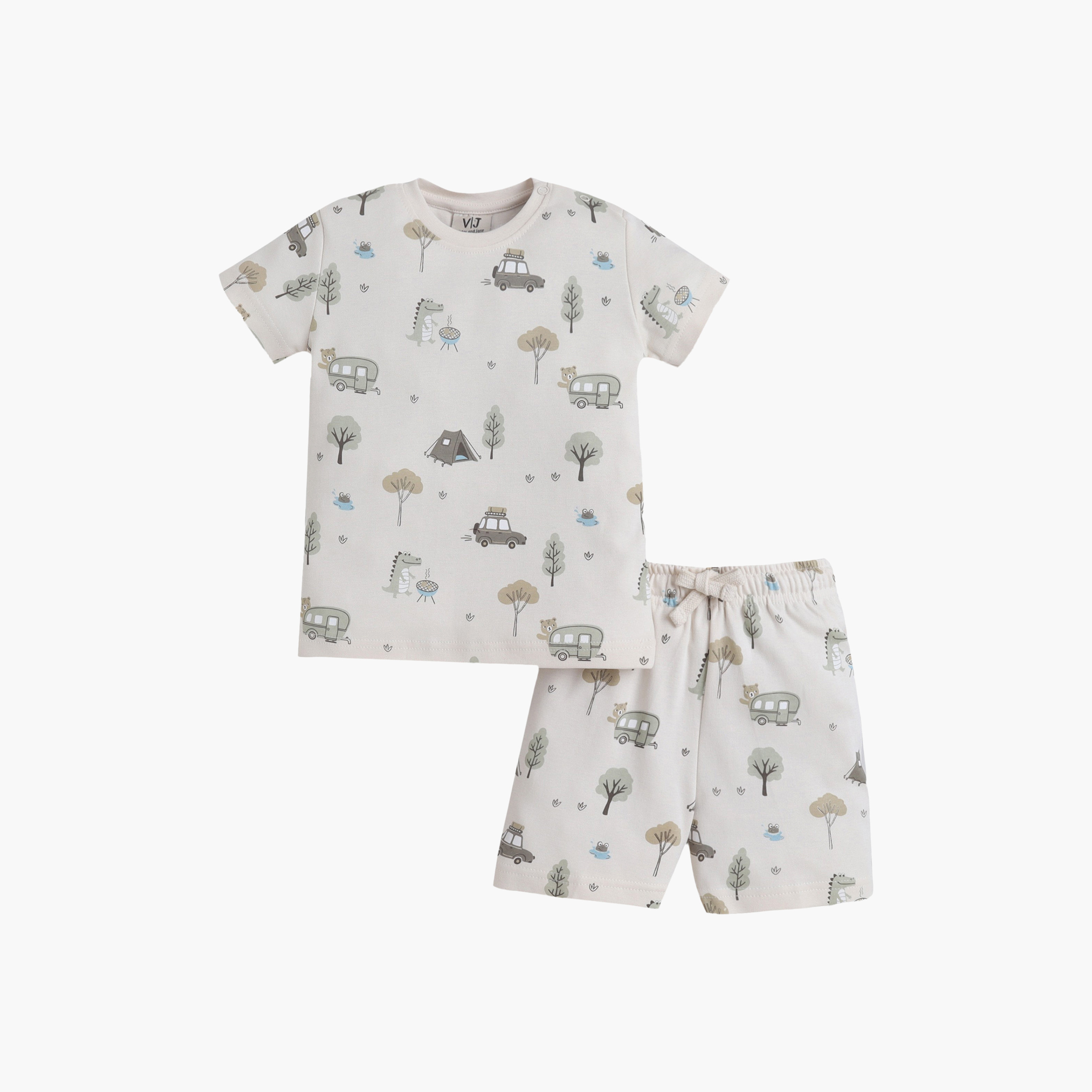 Victor and Jane Animal Printed Cotton T-Shirt & Shorts Set-boys-clothing-setsandcoords-image-2
