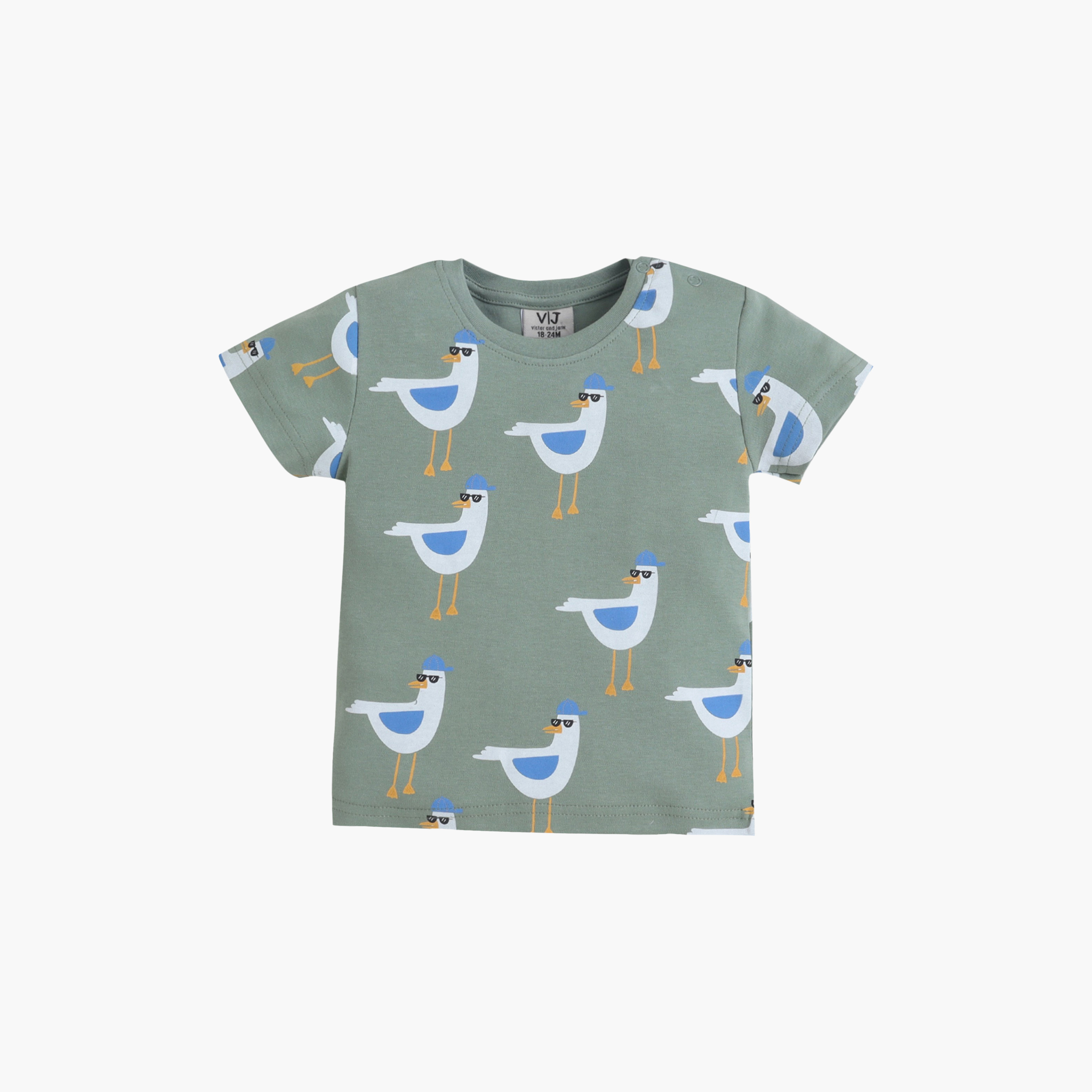 طقم تي شيرت قطني وشورت بطبعة عصافير من فيكتور آند جين-boys-clothing-setsandcoords-image-3