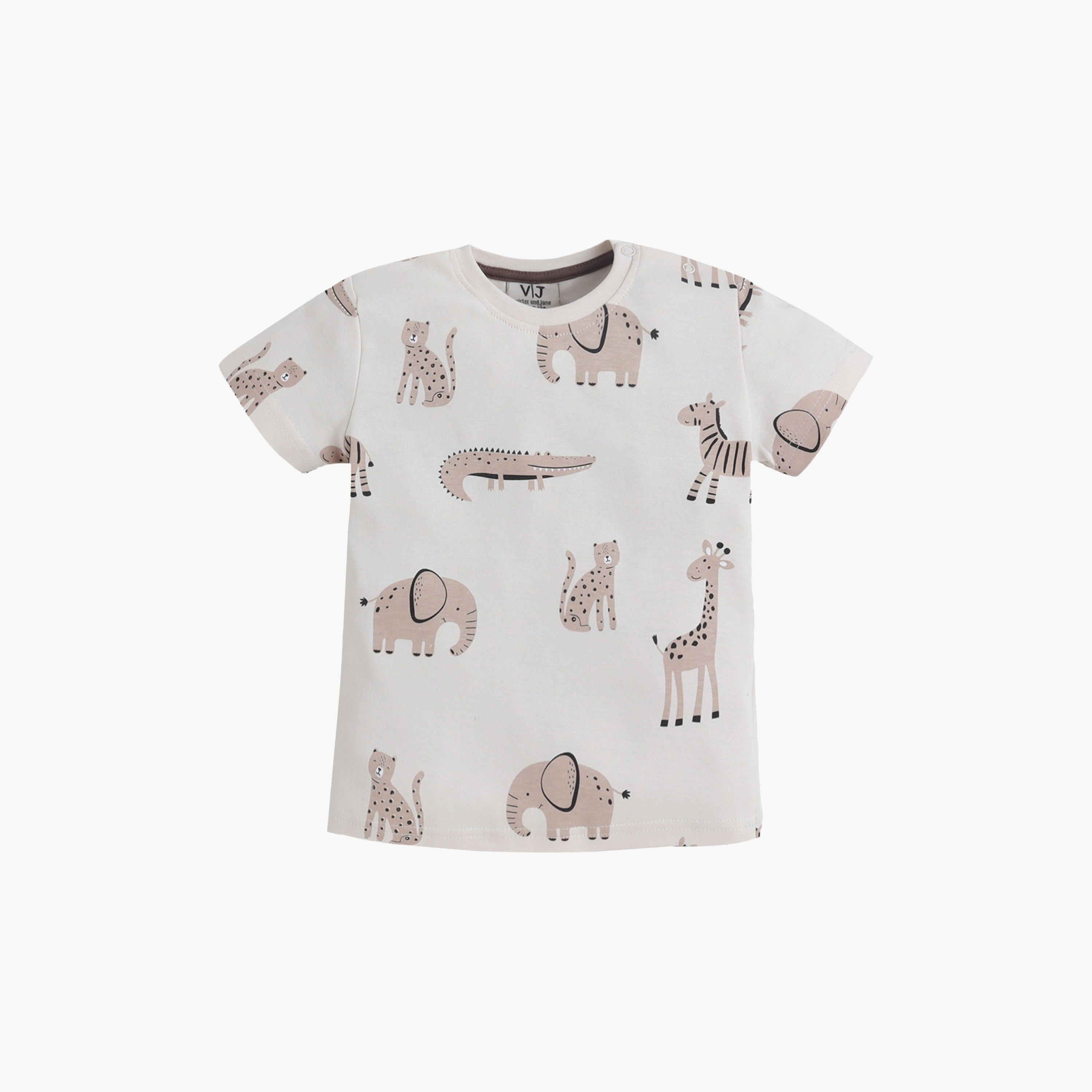 طقم تي شيرت قطني وشورت بطبعة حيوانات السفاري من فيكتور آند جين-boys-clothing-setsandcoords-image-3