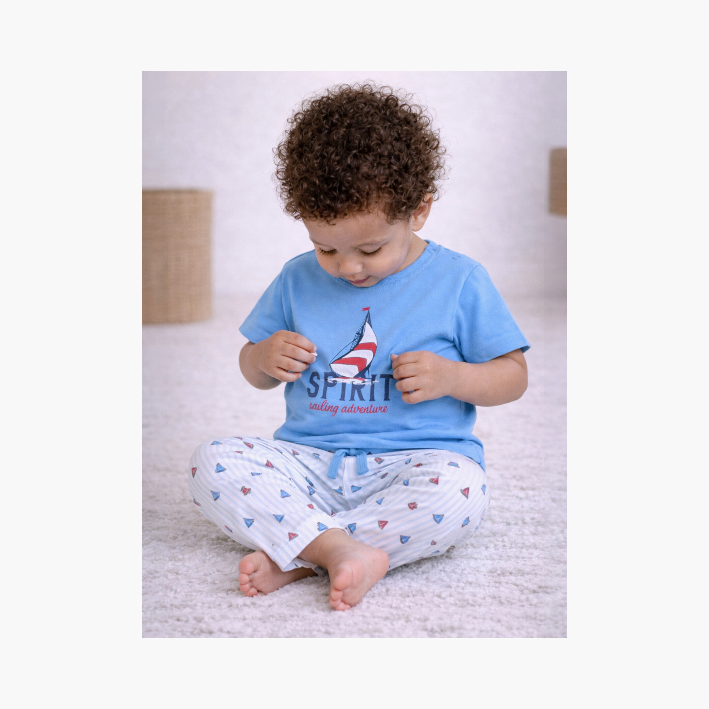 Victor and Jane Spirit Printed Cotton T-Shirt & Pajama Set-boys-clothing-setsandcoords-image-5