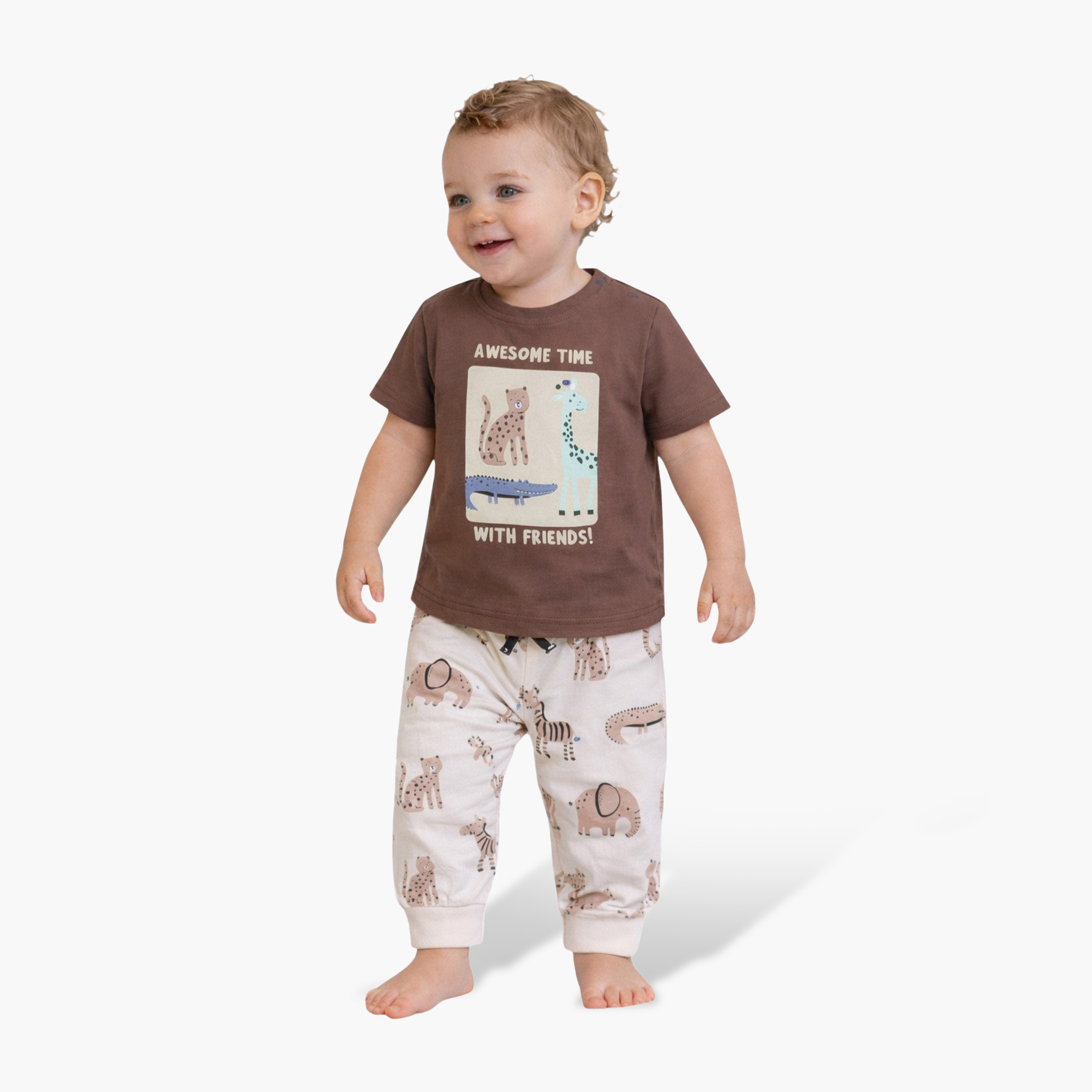 Victor and Jane Animal Graphic Cotton T-Shirt & Pajama Set-baby-boys-clothing-nightwear-pyjamasets-image-2