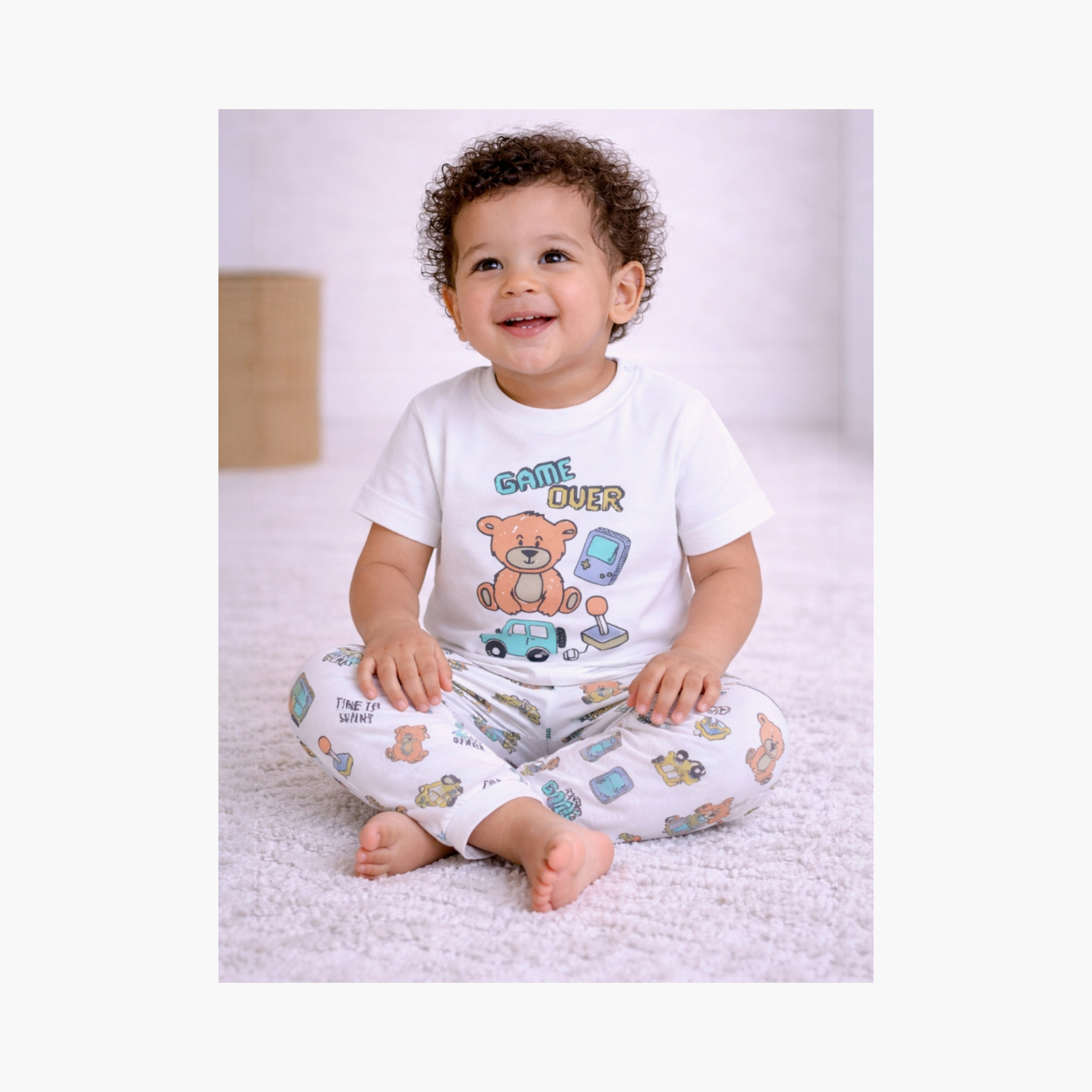 Victor and Jane Teddy Bear Printed Cotton T-Shirt & Pajama Set-baby-boys-clothing-nightwear-pyjamasets-image-5