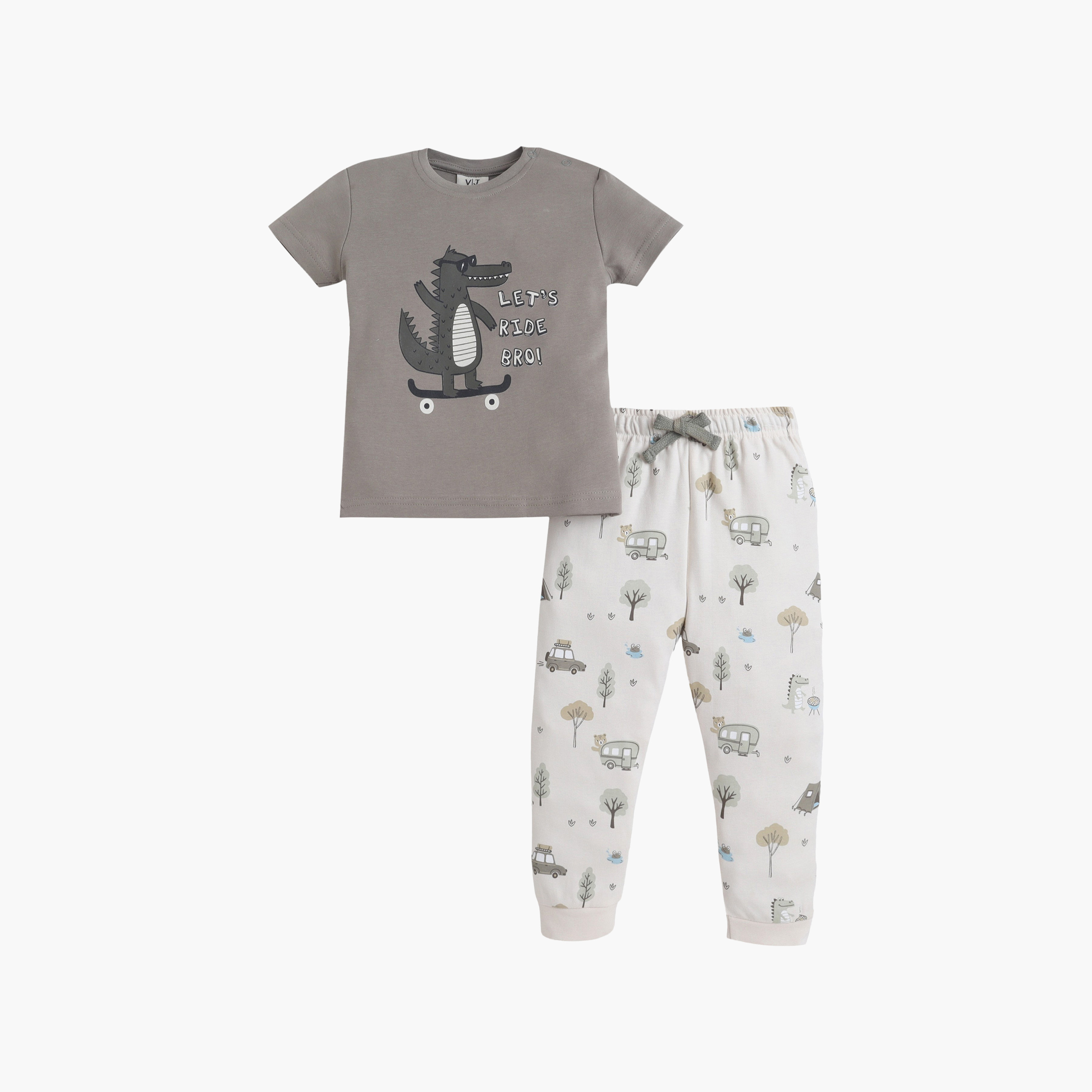 Victor and Jane Animal Printed Cotton T-Shirt & Pajama Set-baby-boys-clothing-nightwear-pyjamasets-image-1