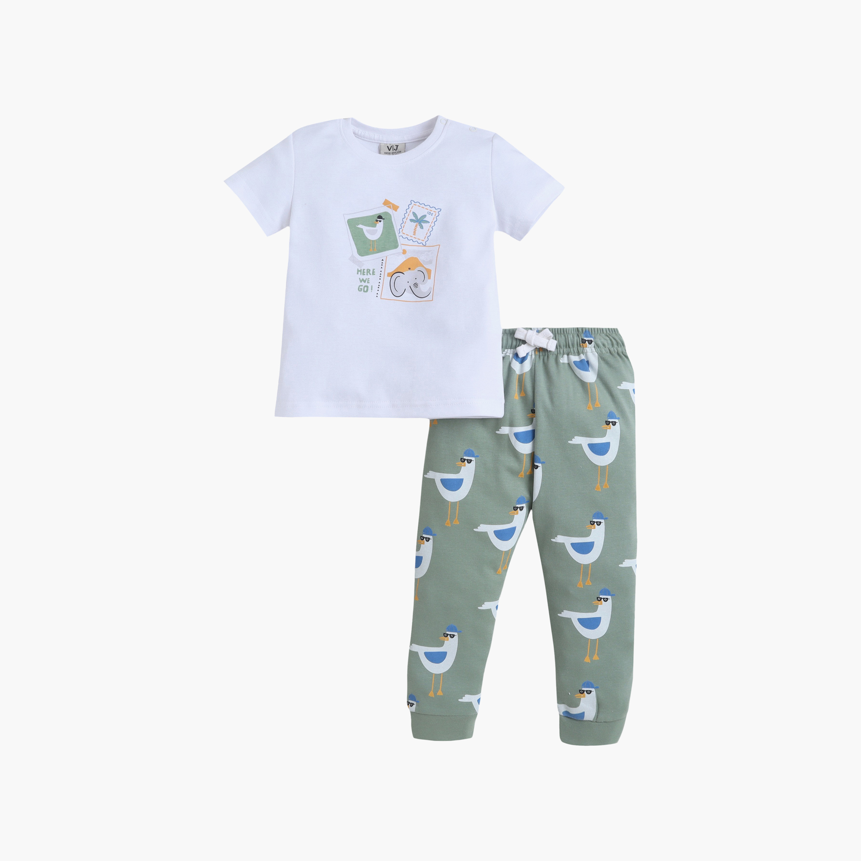 Victor and Jane Bird Graphic Cotton T-Shirt & Pajama Set-boys-clothing-setsandcoords-image-1