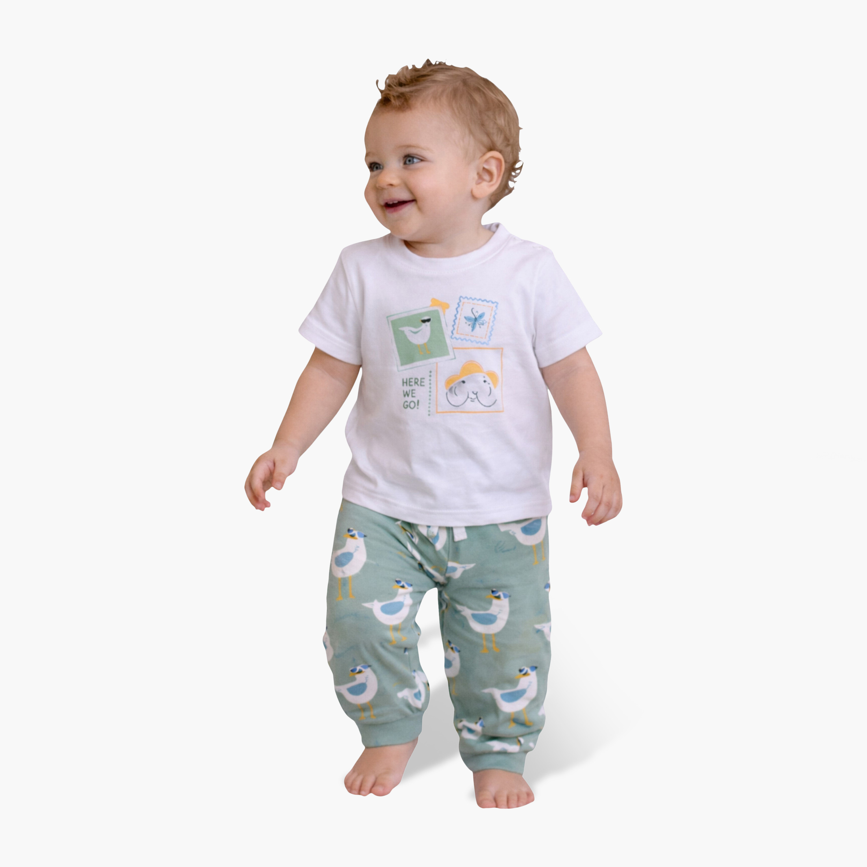 Victor and Jane Bird Graphic Cotton T-Shirt & Pajama Set-boys-clothing-setsandcoords-image-2