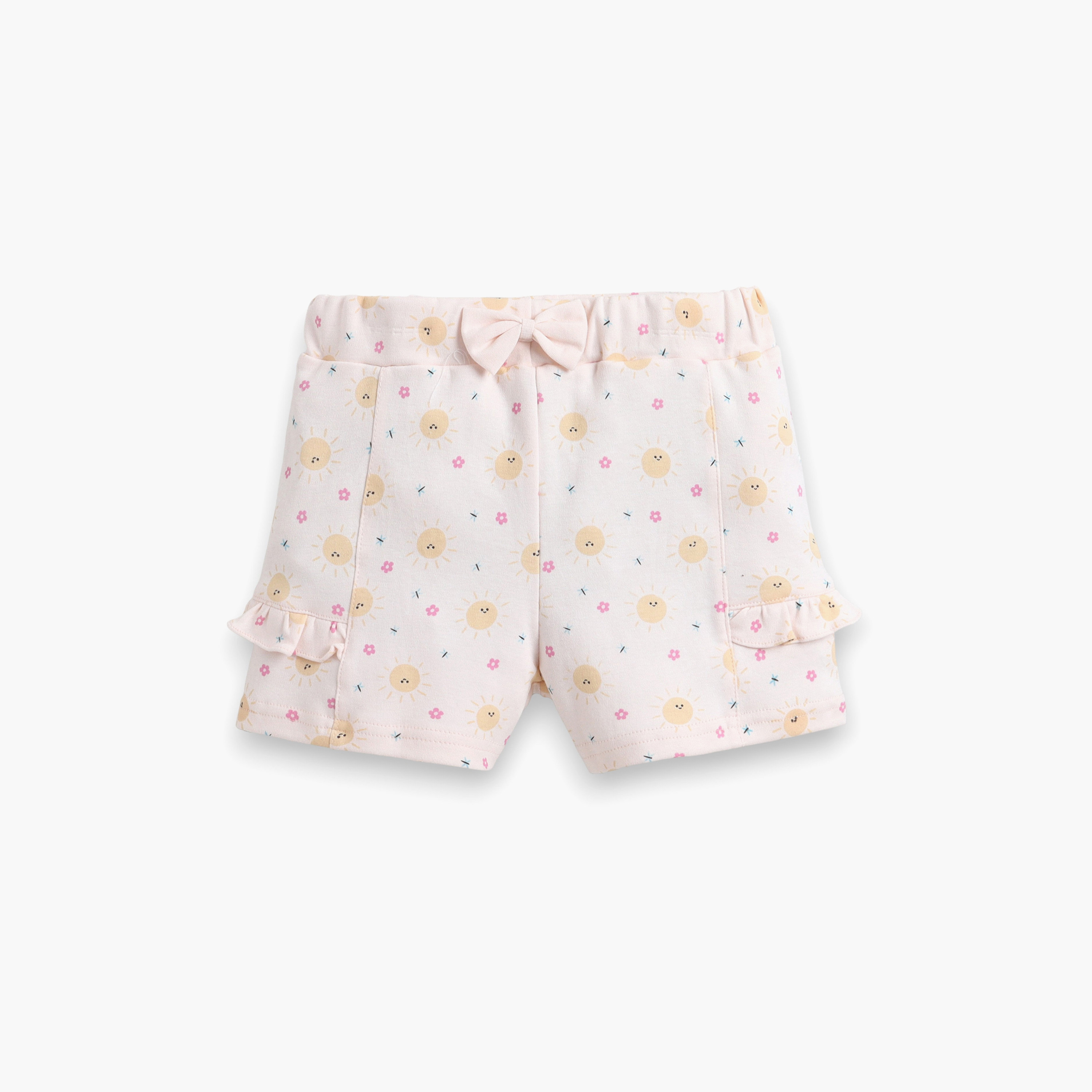 Victor and Jane Half Sleeves Sunshine Slogan Printed Top & Floral Ruffle Shorts Set-baby-girls-clothing-setsandcoords-image-5