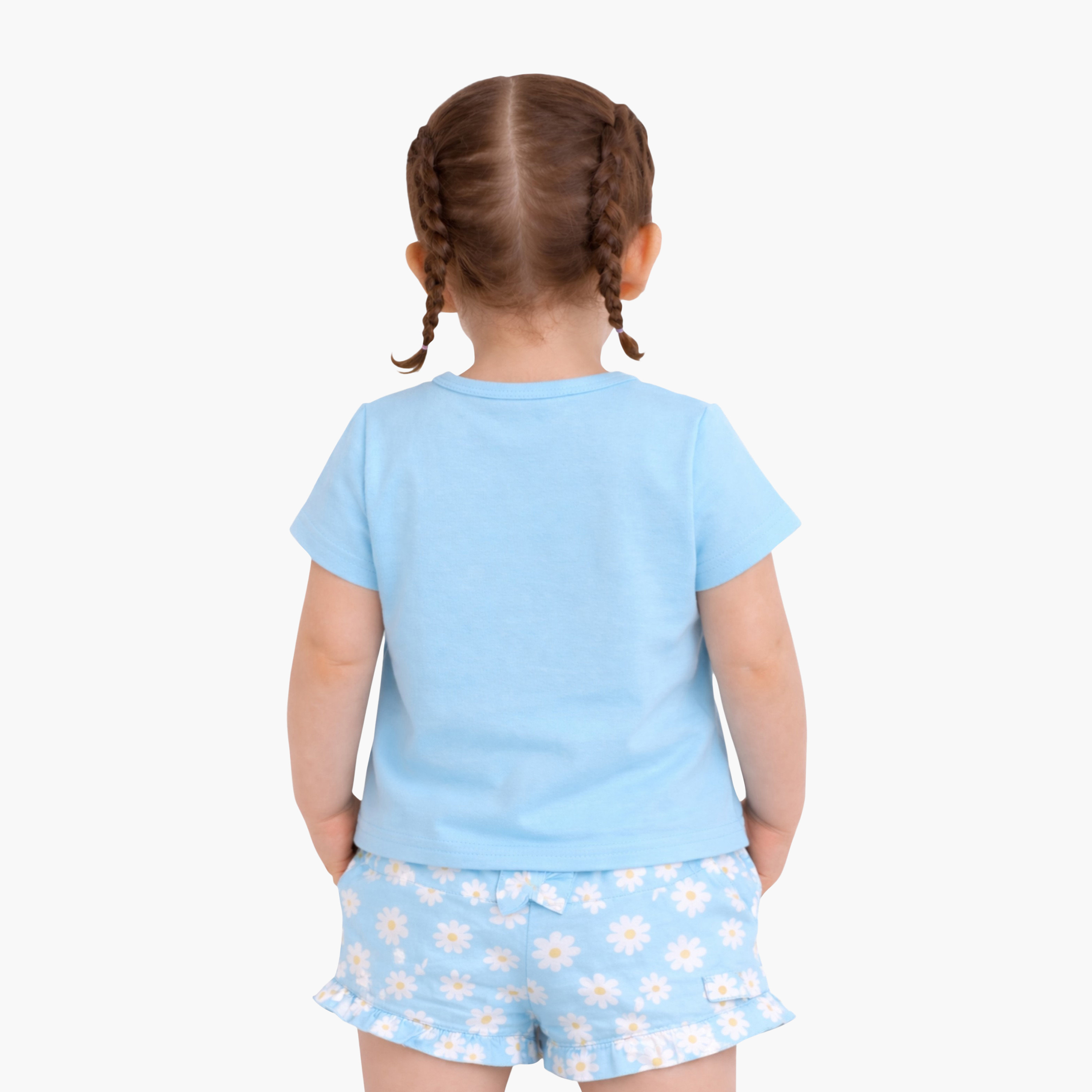 Victor and Jane Half Sleeves Daddy’s Girl Printed Top & Floral Ruffle Shorts Set-baby-girls-clothing-setsandcoords-image-2