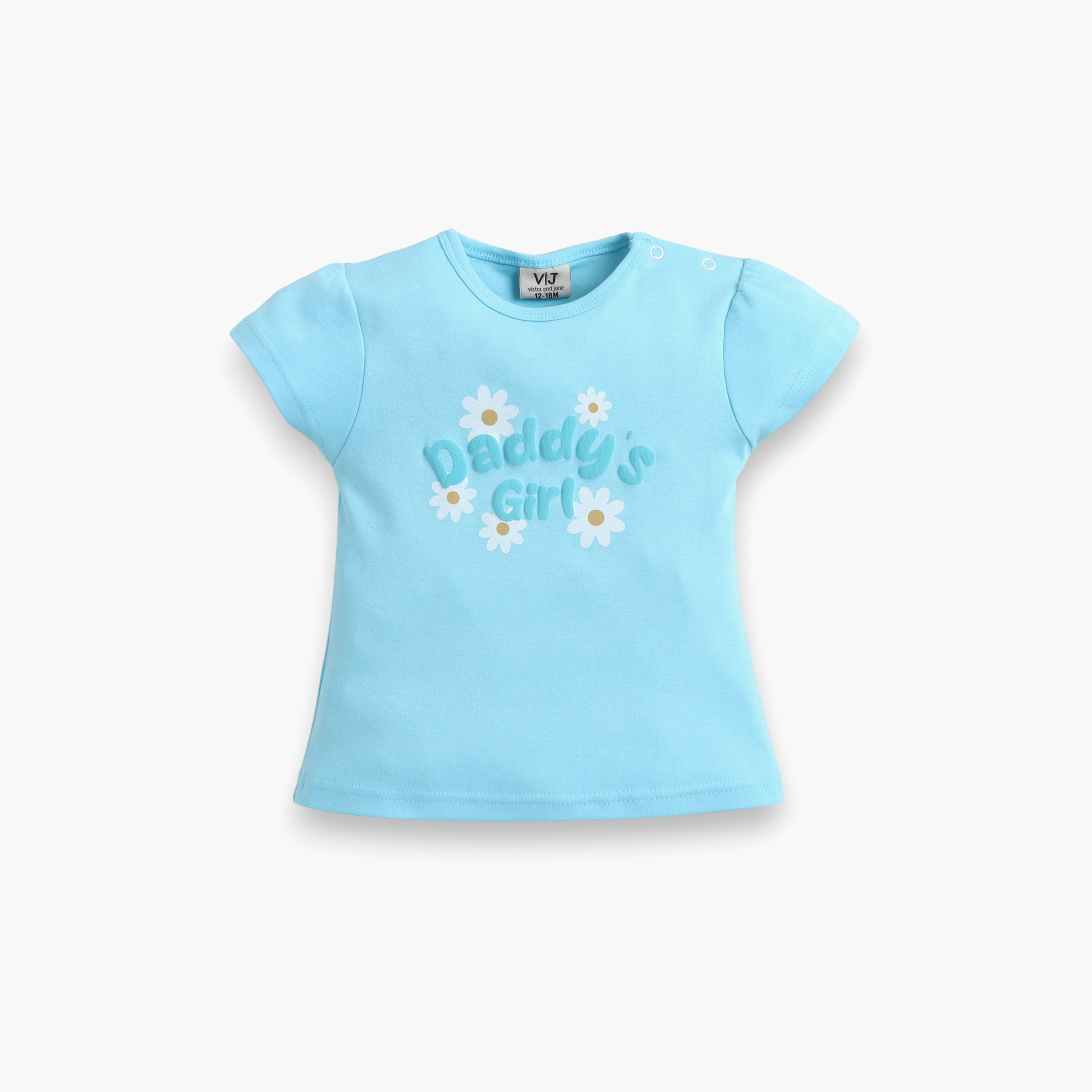 Victor and Jane Half Sleeves Daddy’s Girl Printed Top & Floral Ruffle Shorts Set-baby-girls-clothing-setsandcoords-image-4