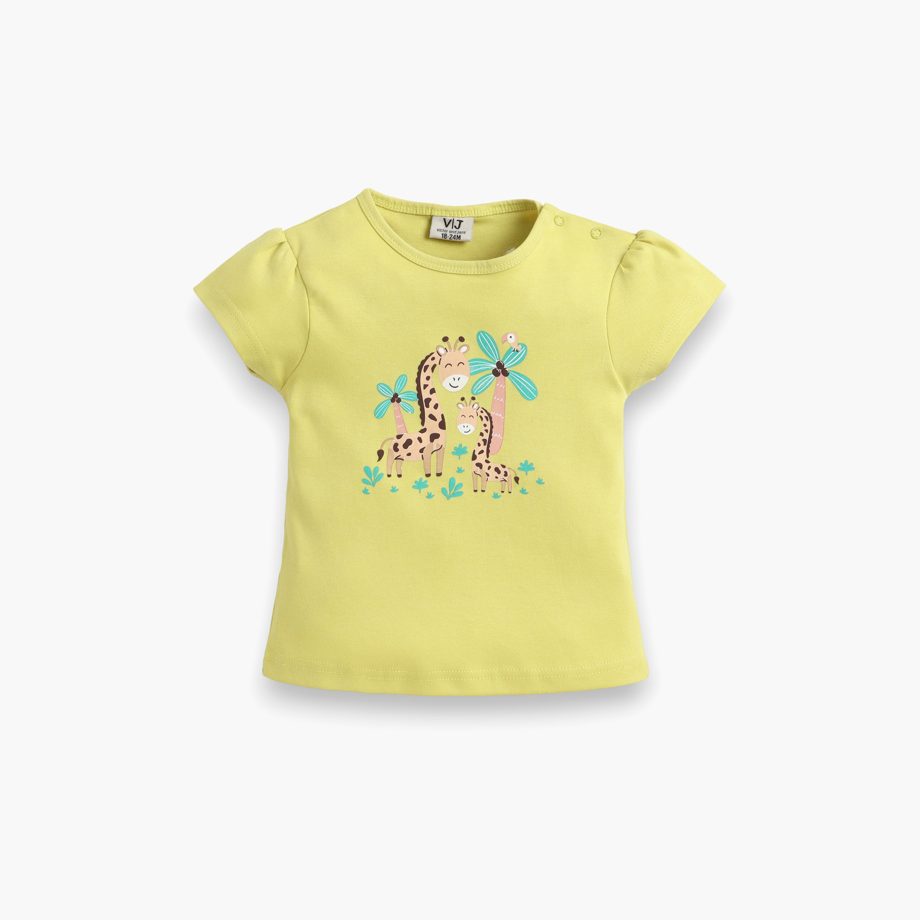 طقم بلوزة بأكمام نصفية بطبعة ليوبارد وشورت منقط من فيكتور أند جين-baby-girls-clothing-setsandcoords-image-3