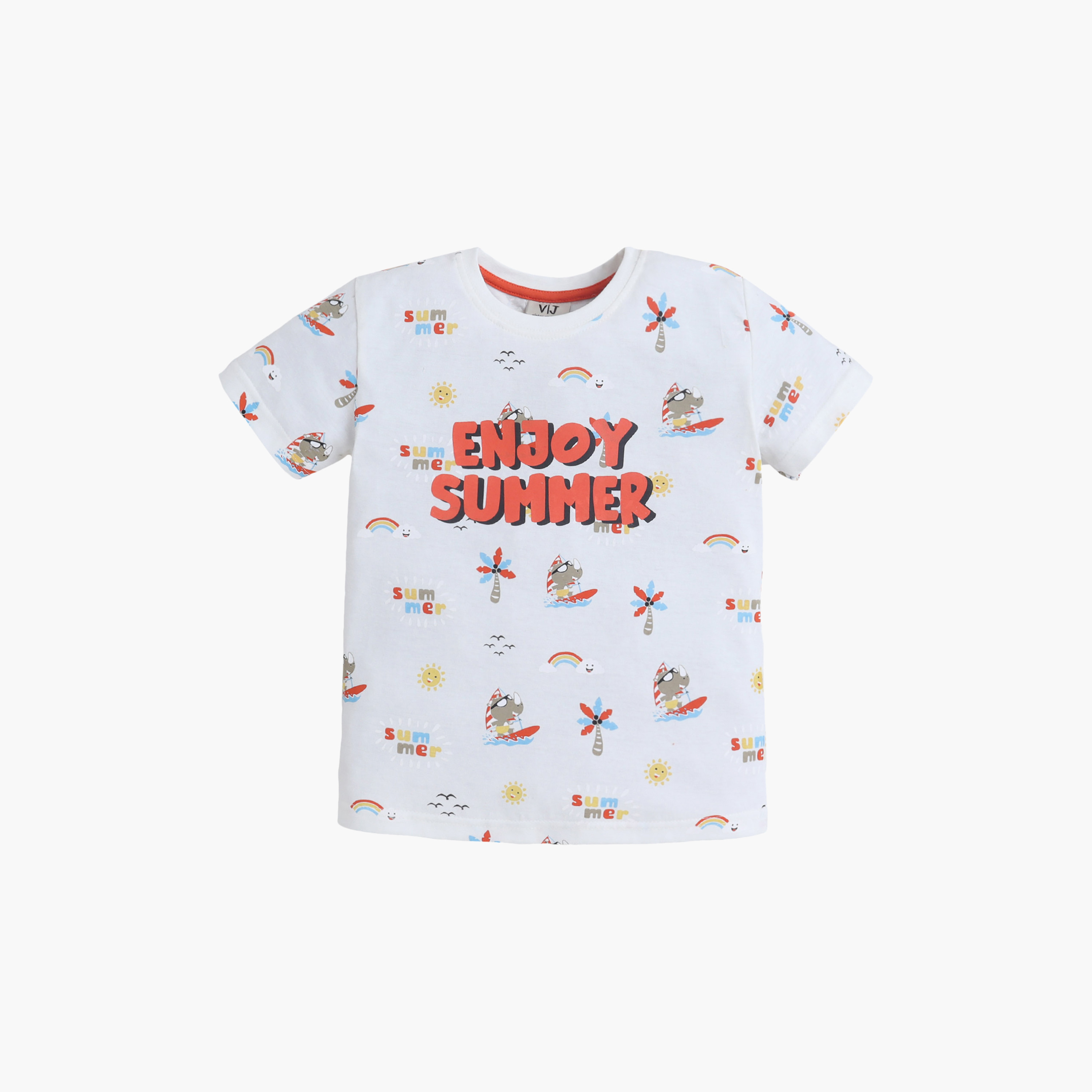 Victor and Jane Enjoy Summer Printed Cotton T-Shirt & Shorts Set-boys-clothing-setsandcoords-image-2
