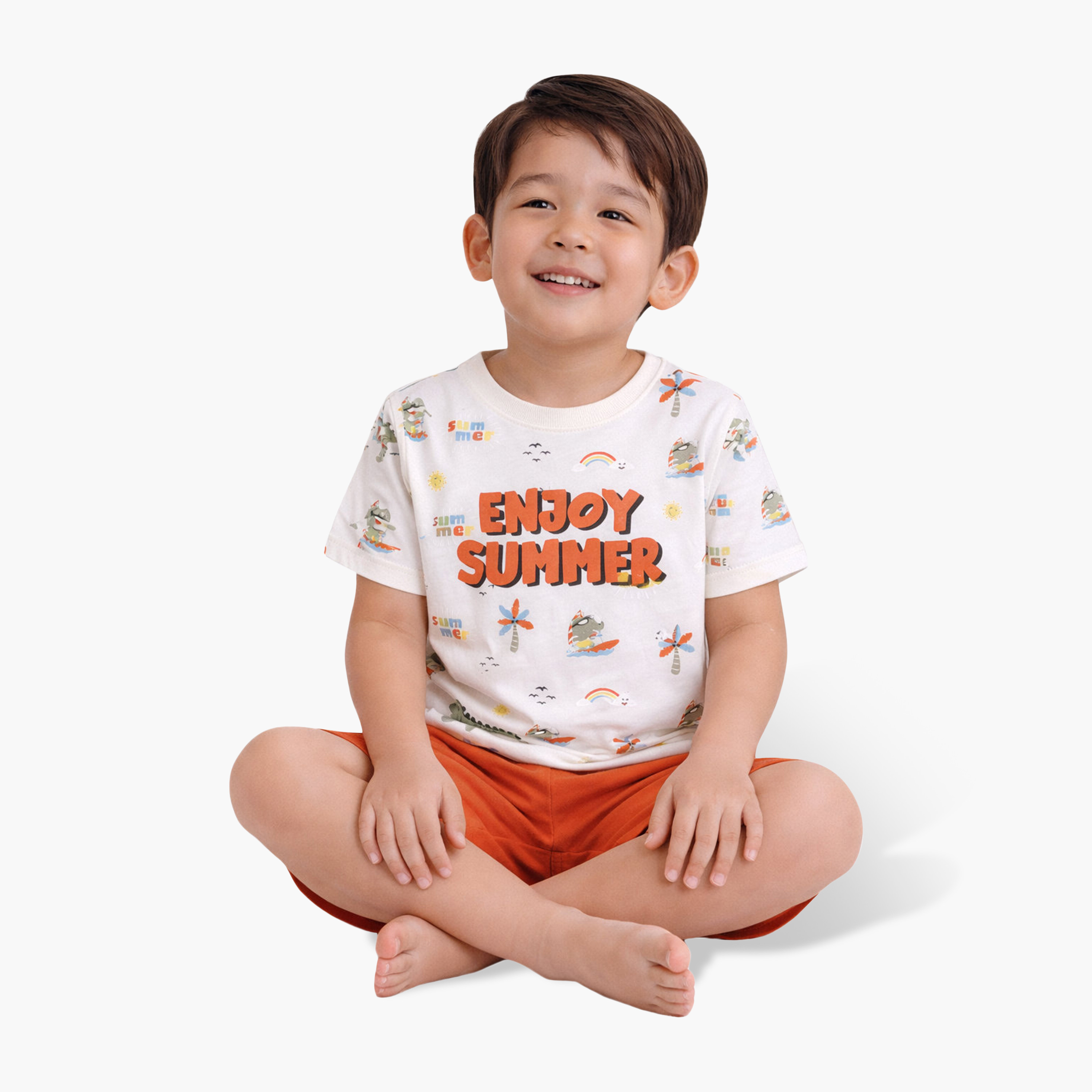 Victor and Jane Enjoy Summer Printed Cotton T-Shirt & Shorts Set-boys-clothing-setsandcoords-image-4