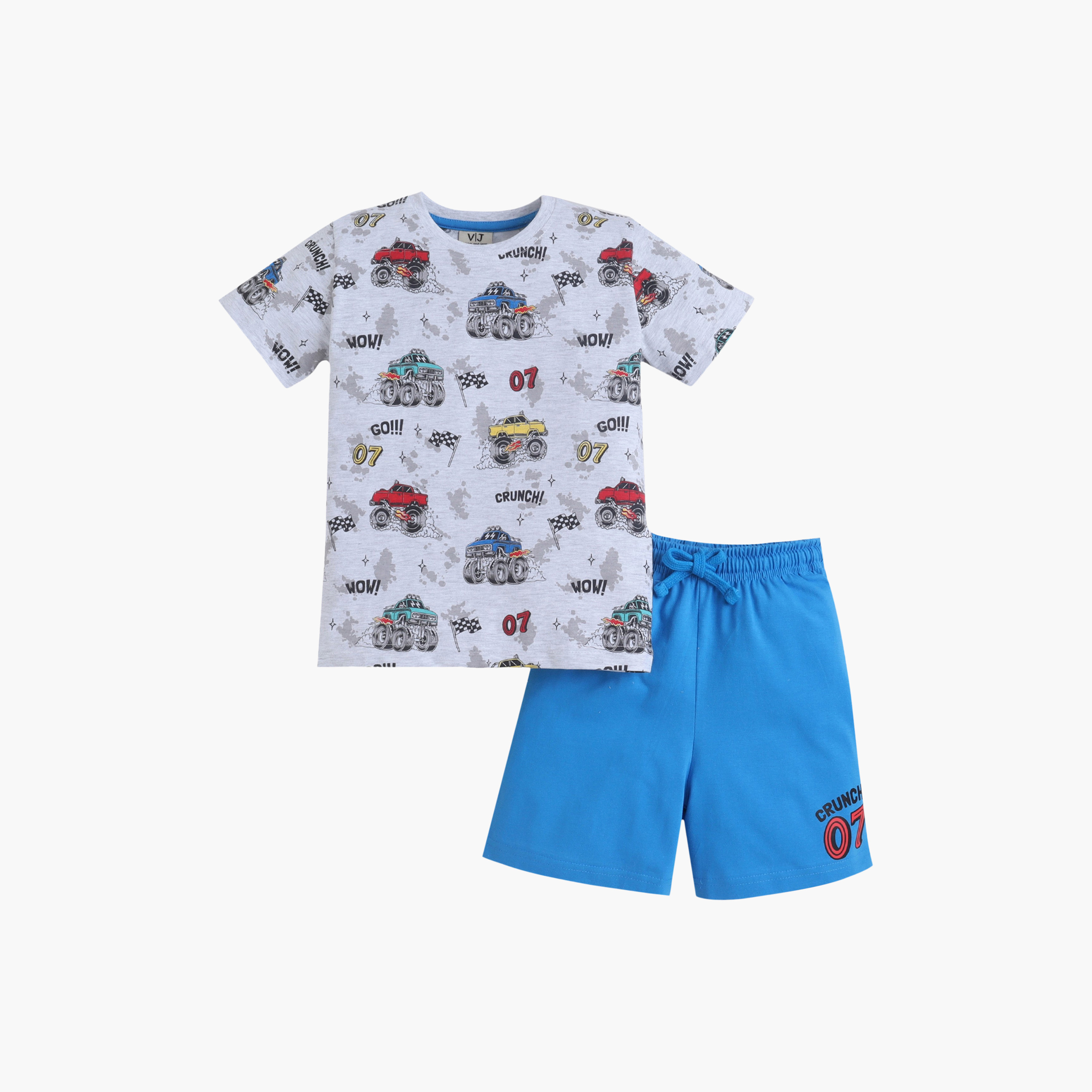 طقم تي شيرت قطني وشورت بطبعة سباقات من فيكتور آند جين-boys-clothing-setsandcoords-image-2
