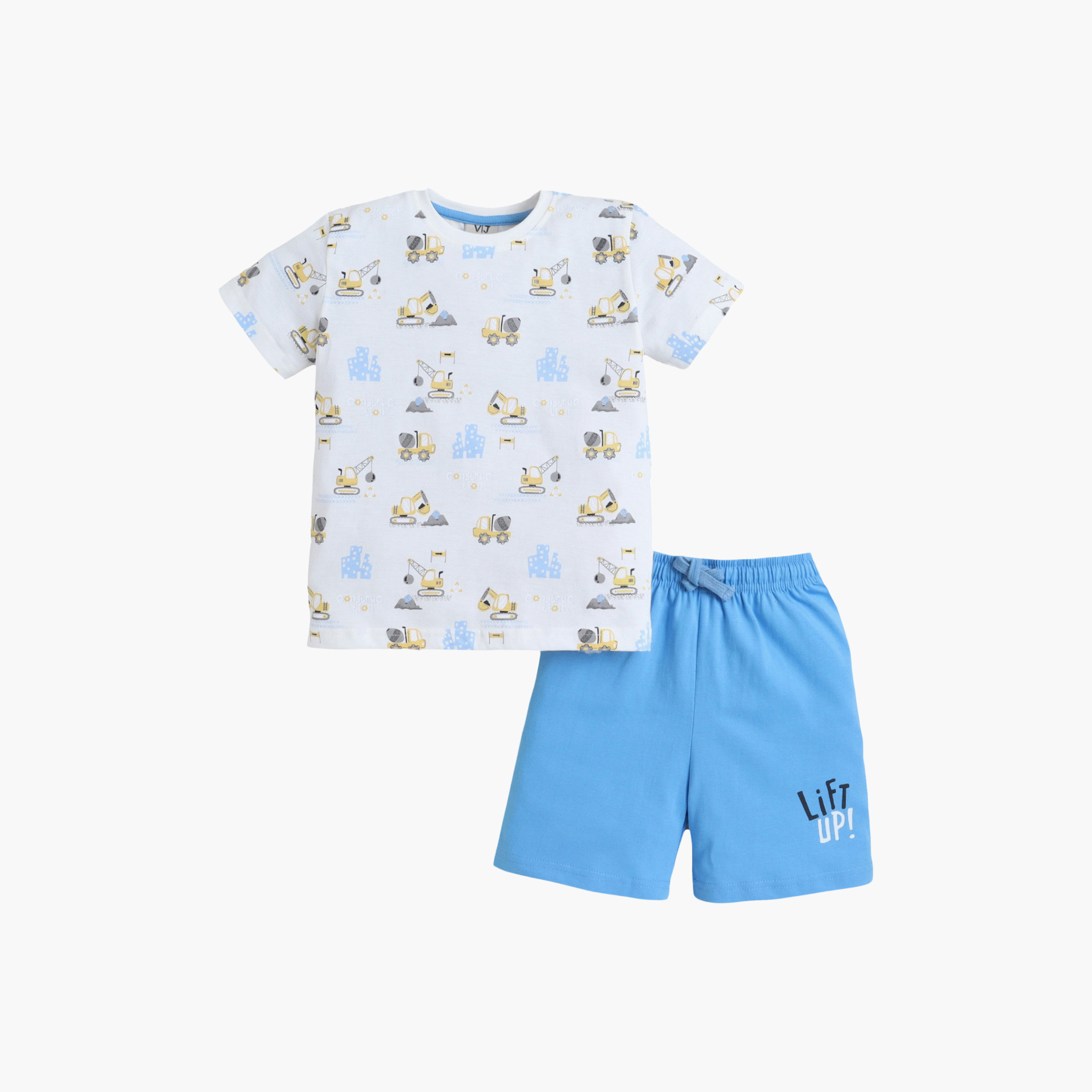 Victor and Jane Vehicle Printed Cotton T-Shirt & Shorts Set-boys-clothing-setsandcoords-image-2