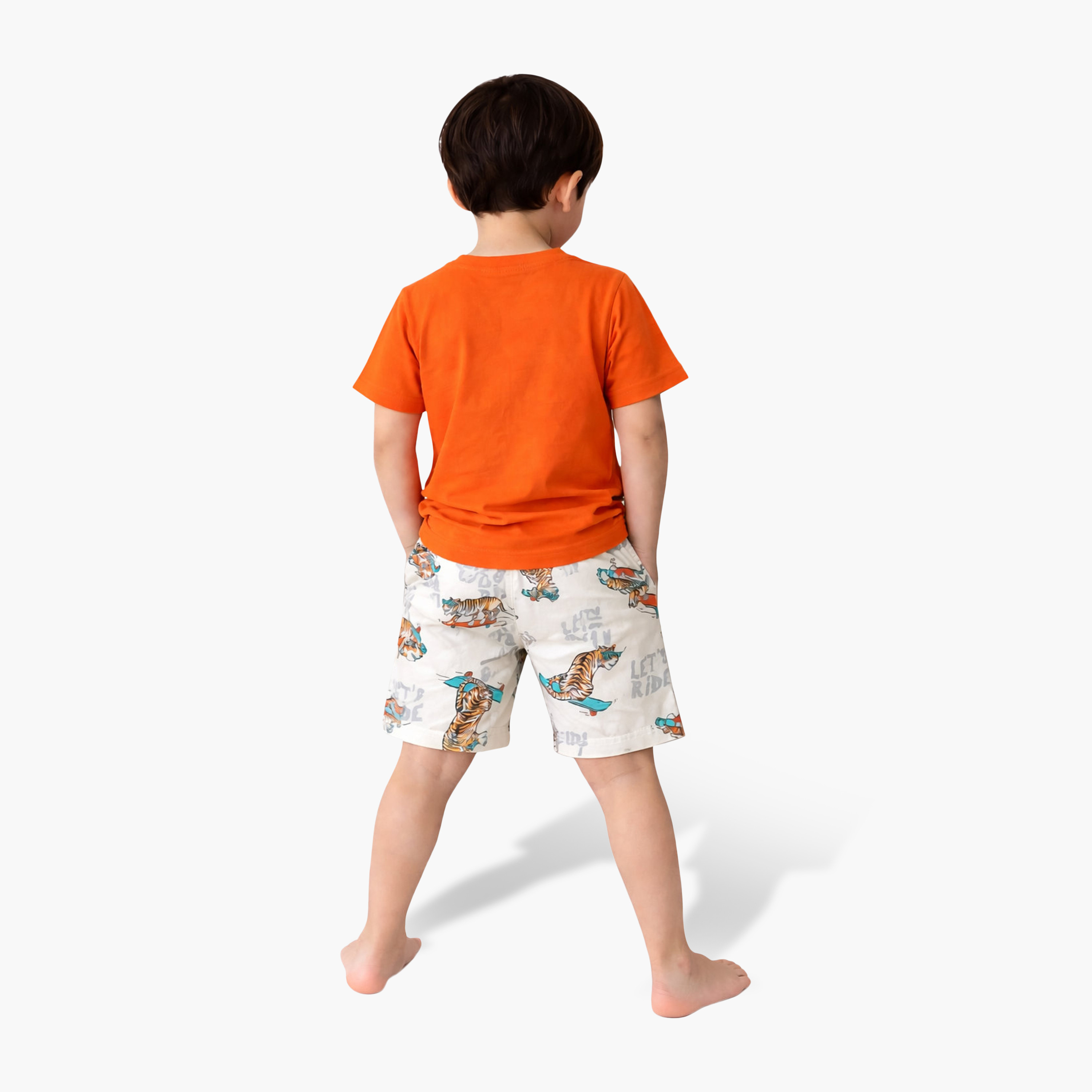Victor and Jane Cotton Half Sleeves Tiger Printed T-Shirt & Shorts Set-baby-boys-clothing-setsandcoords-image-2