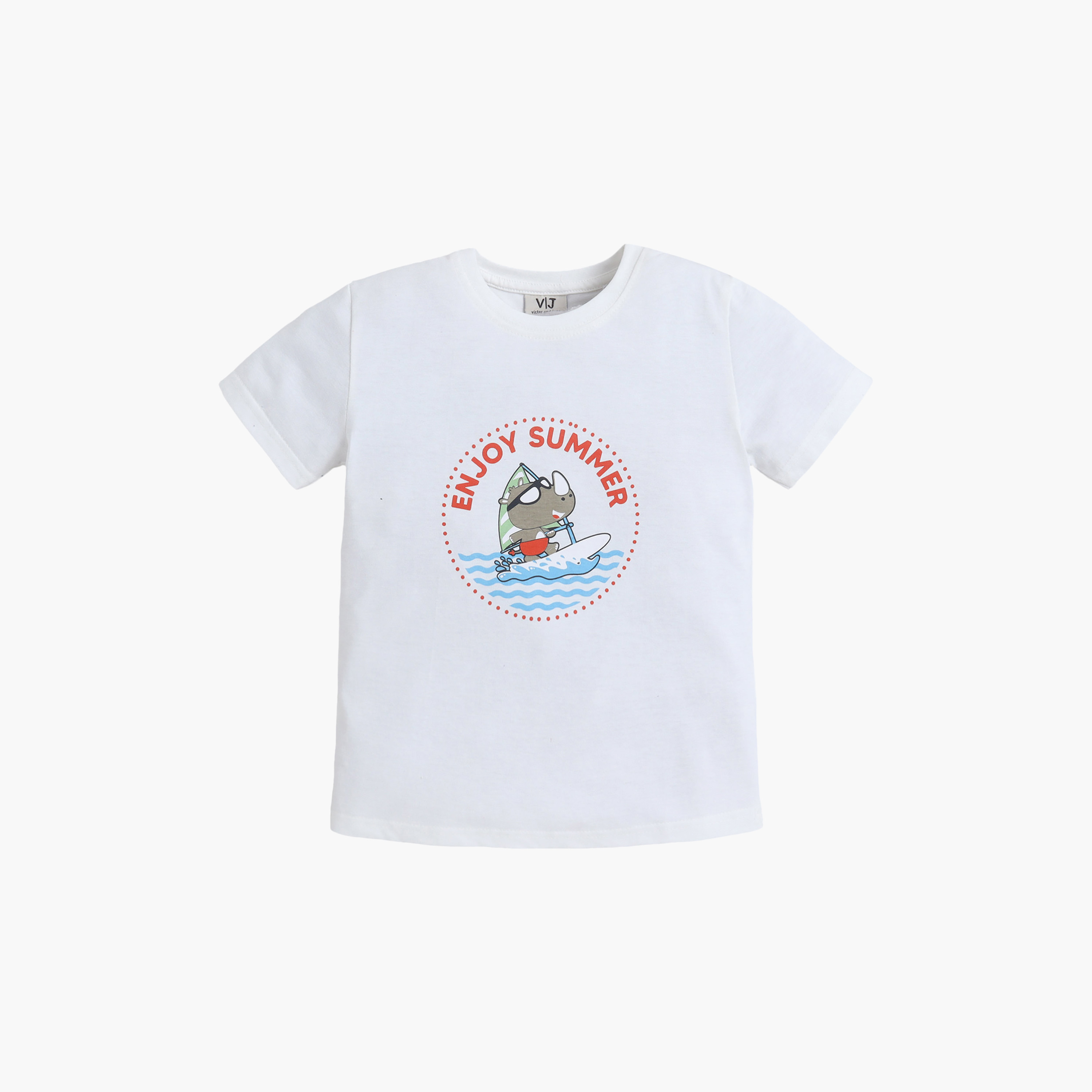 طقم تي شيرت قطني وشورت بطبعة "Enjoy Summer" من فيكتور آند جين-boys-clothing-setsandcoords-image-2