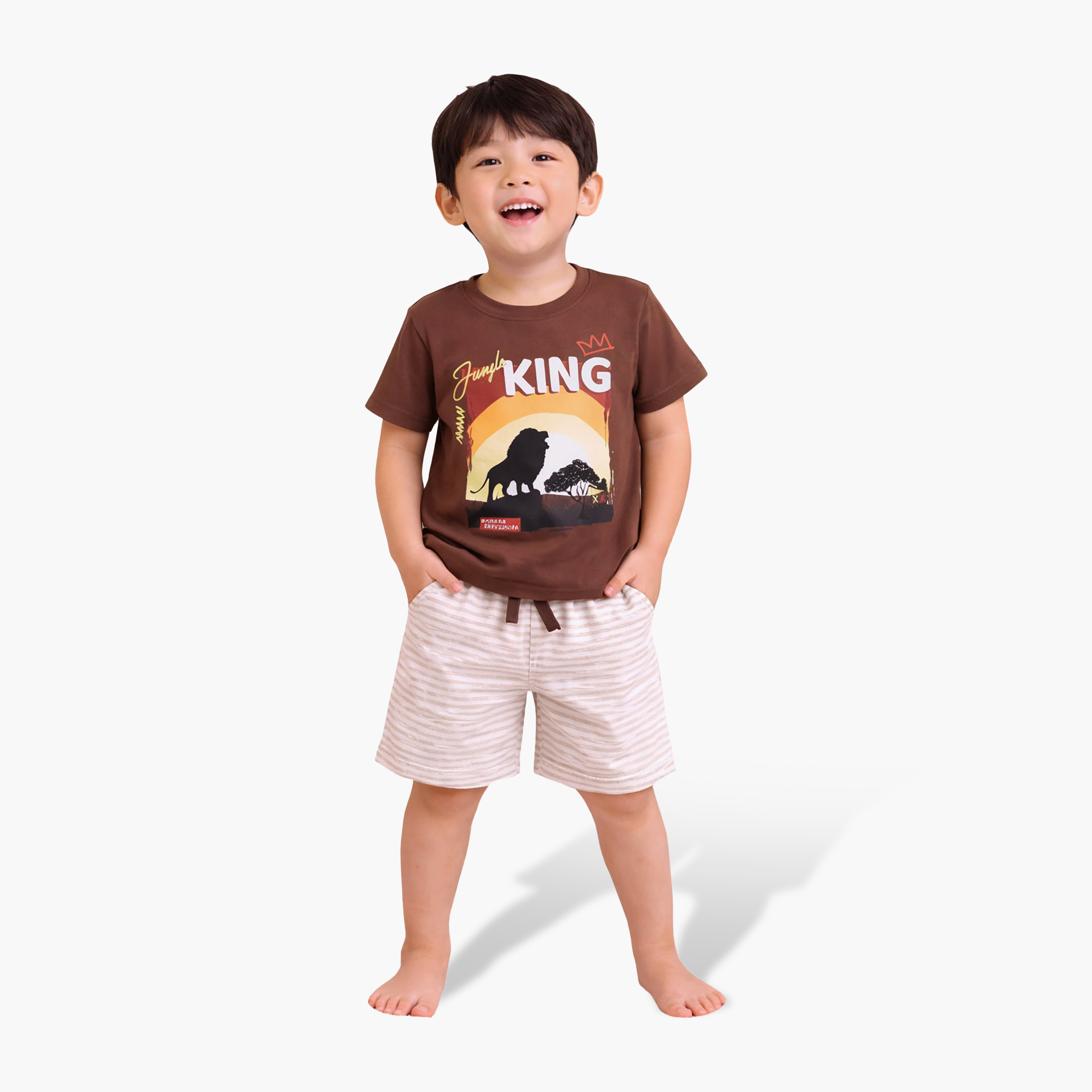 Victor and Jane King Graphic Cotton T-Shirt & Shorts Set-boys-clothing-setsandcoords-image-1