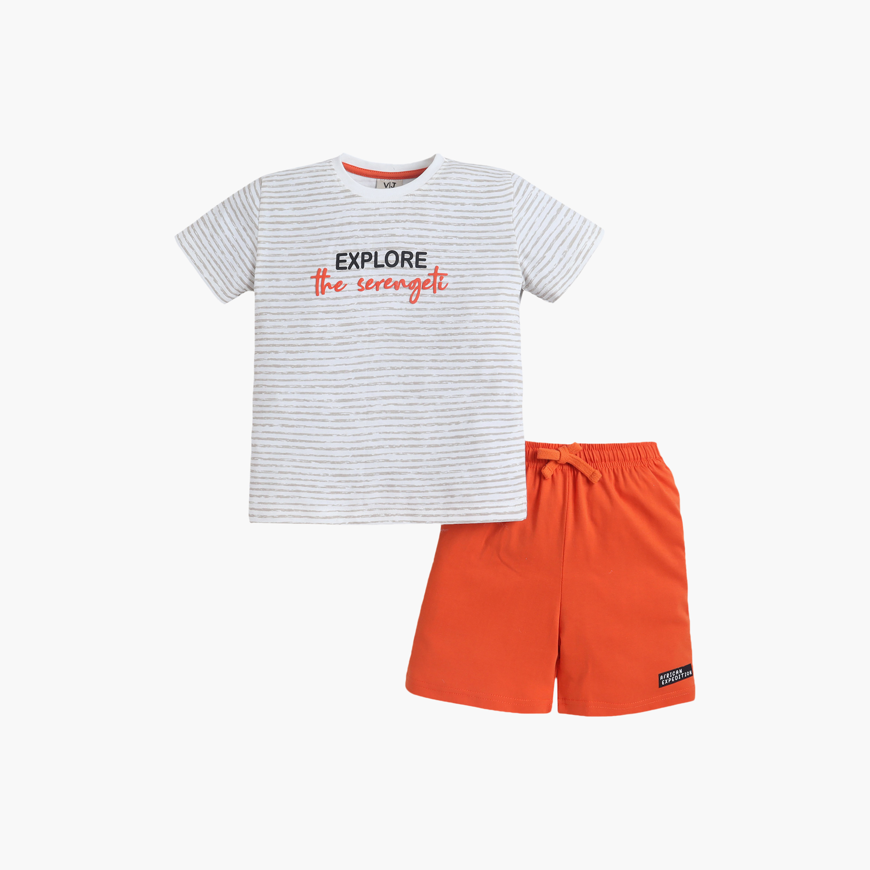 Victor and Jane Explore the Serengeti Printed Cotton T-Shirt & Shorts Set-boys-clothing-setsandcoords-image-1