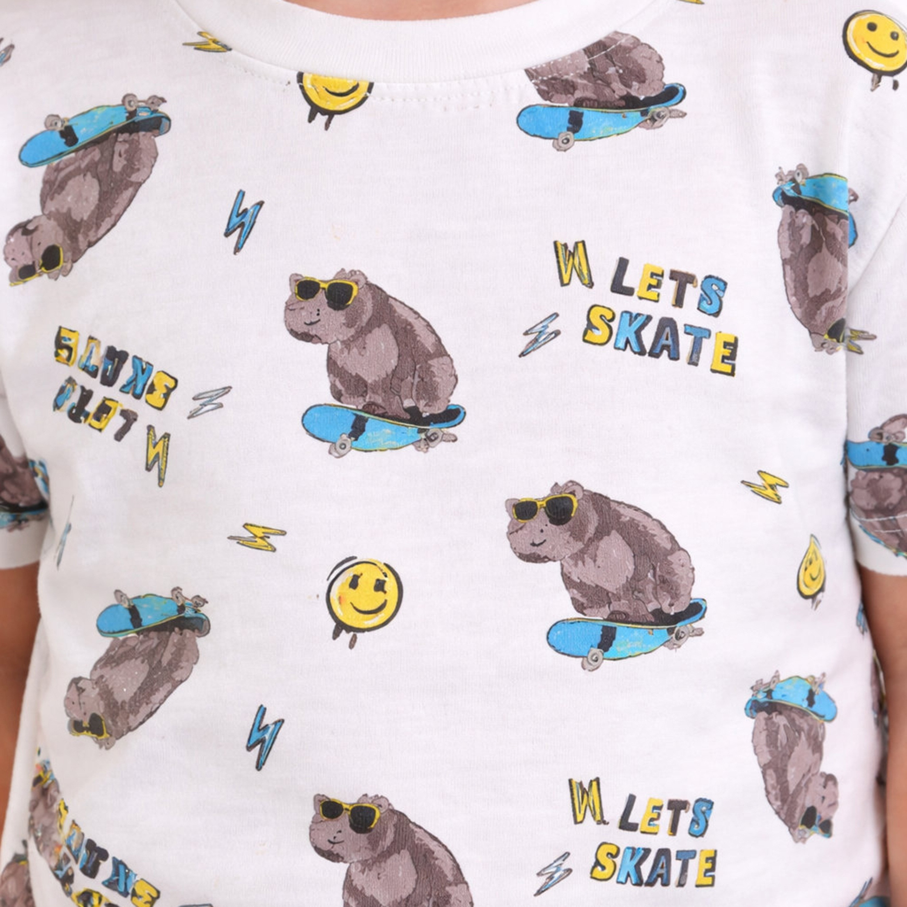 Victor and Jane Bear Skate Printed Cotton T-Shirt & Shorts Set-boys-clothing-setsandcoords-image-5