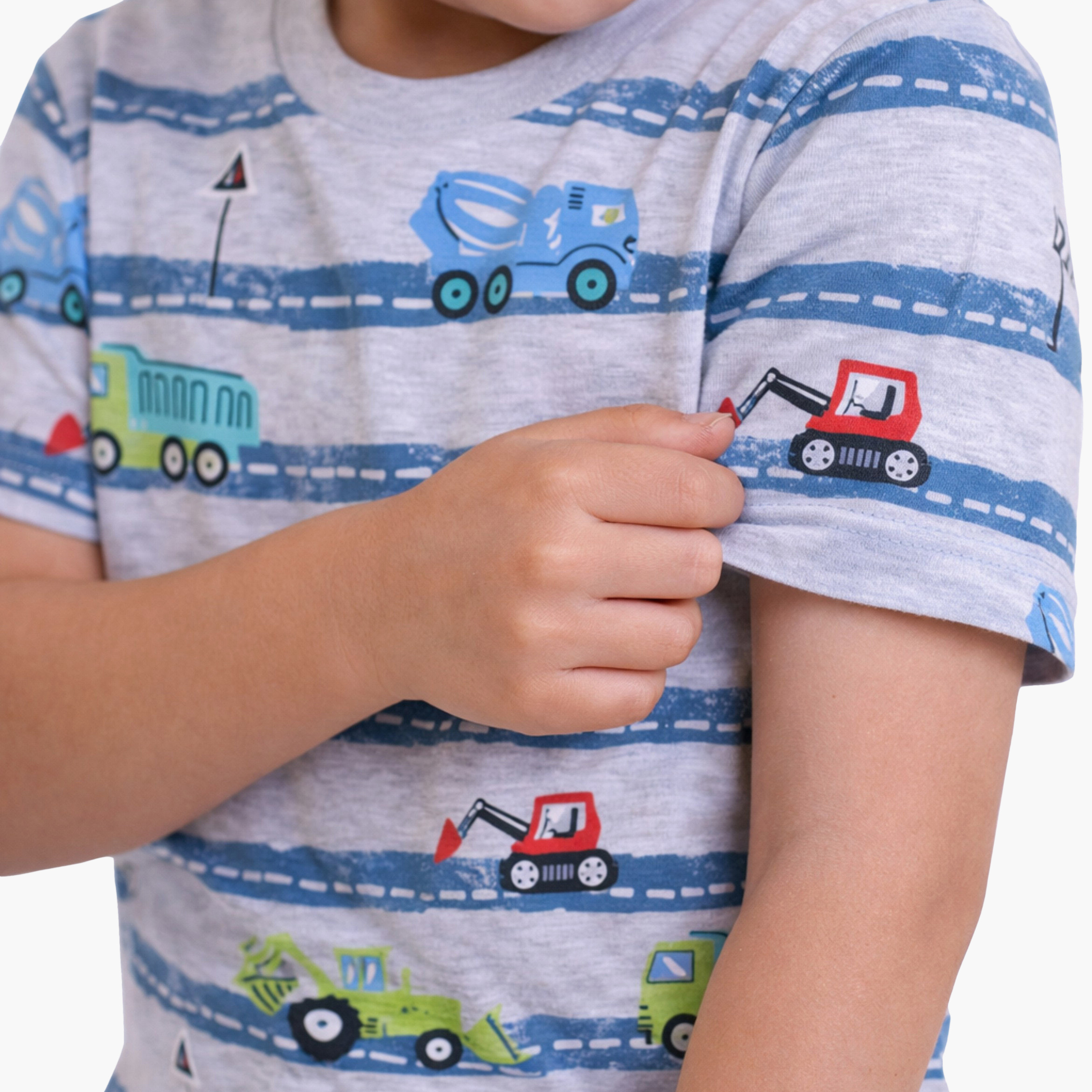 Victor and Jane Vehicle Stripe Printed Cotton T-Shirt & Shorts Set-boys-clothing-setsandcoords-image-5