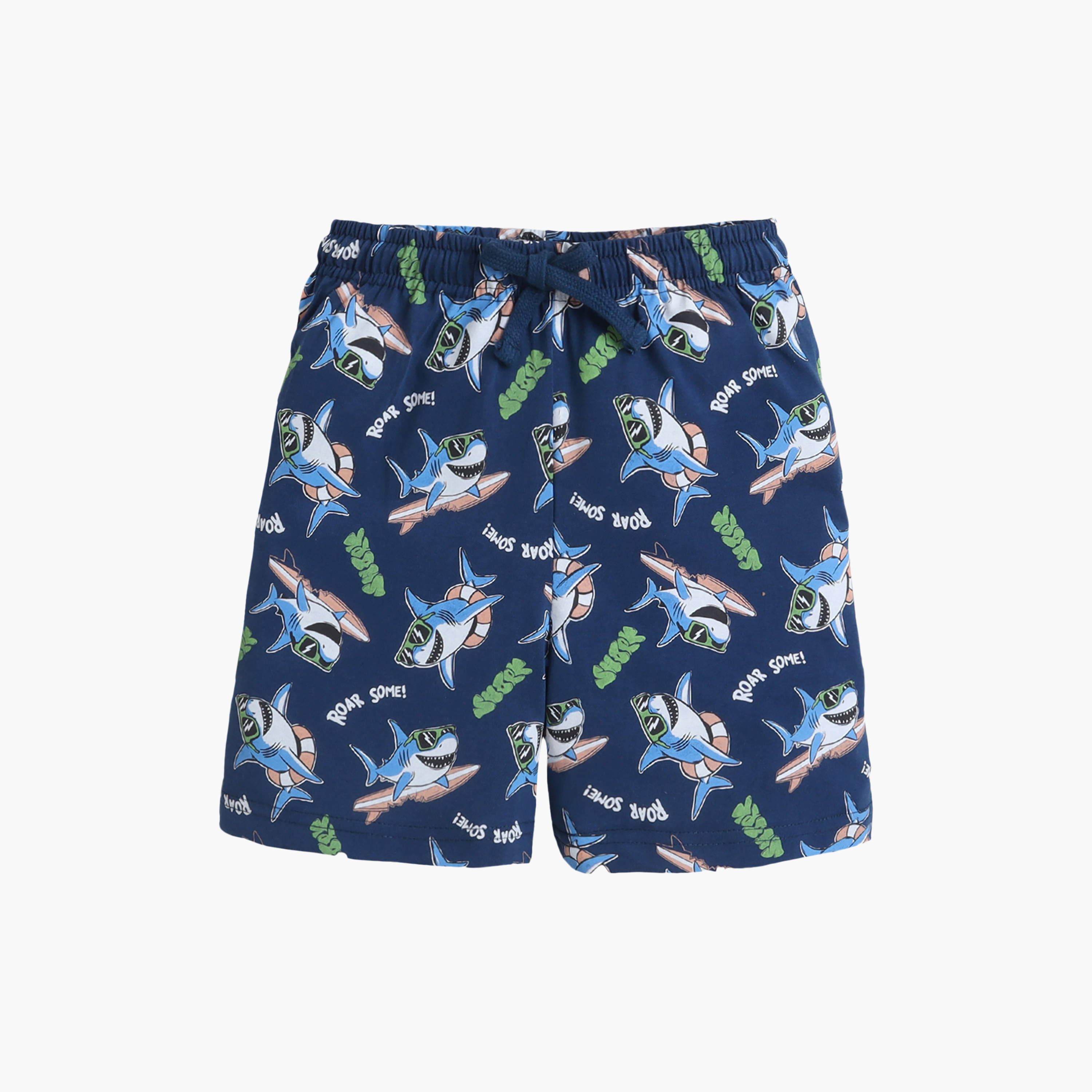 Victor and Jane Shark Printed Cotton T-Shirt & Shorts Set-boys-clothing-setsandcoords-image-3