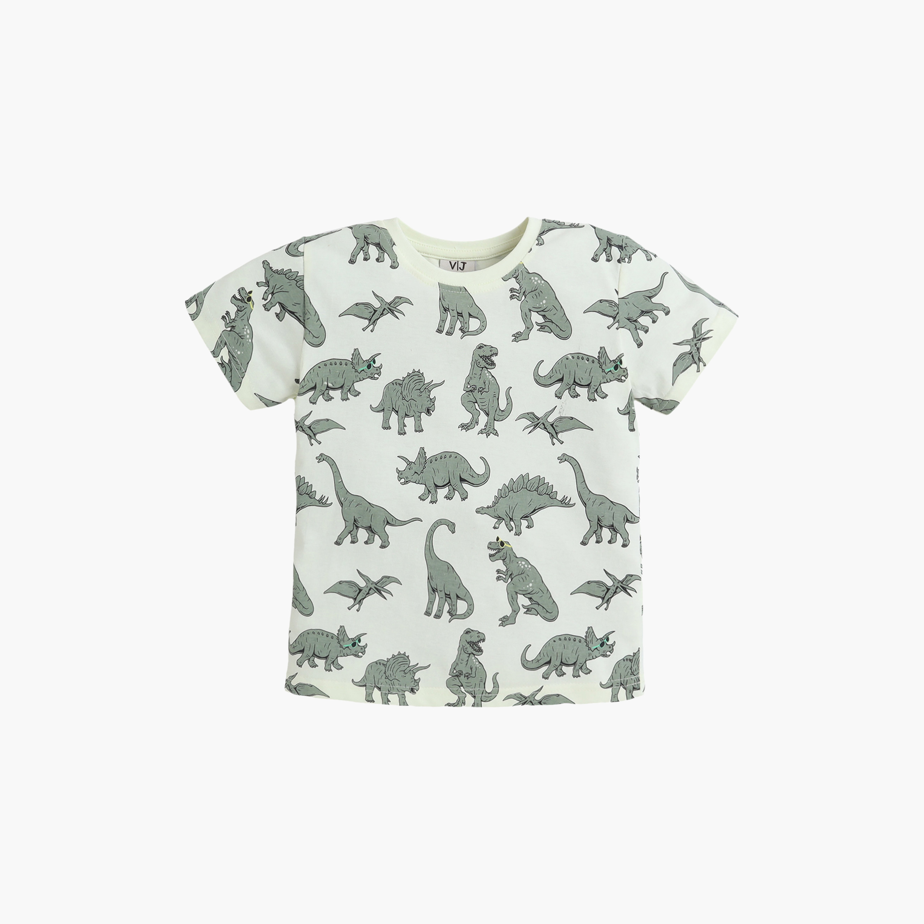 Victor and Jane Dinosaur Printed Cotton T-Shirt & Shorts Set-boys-clothing-setsandcoords-image-3