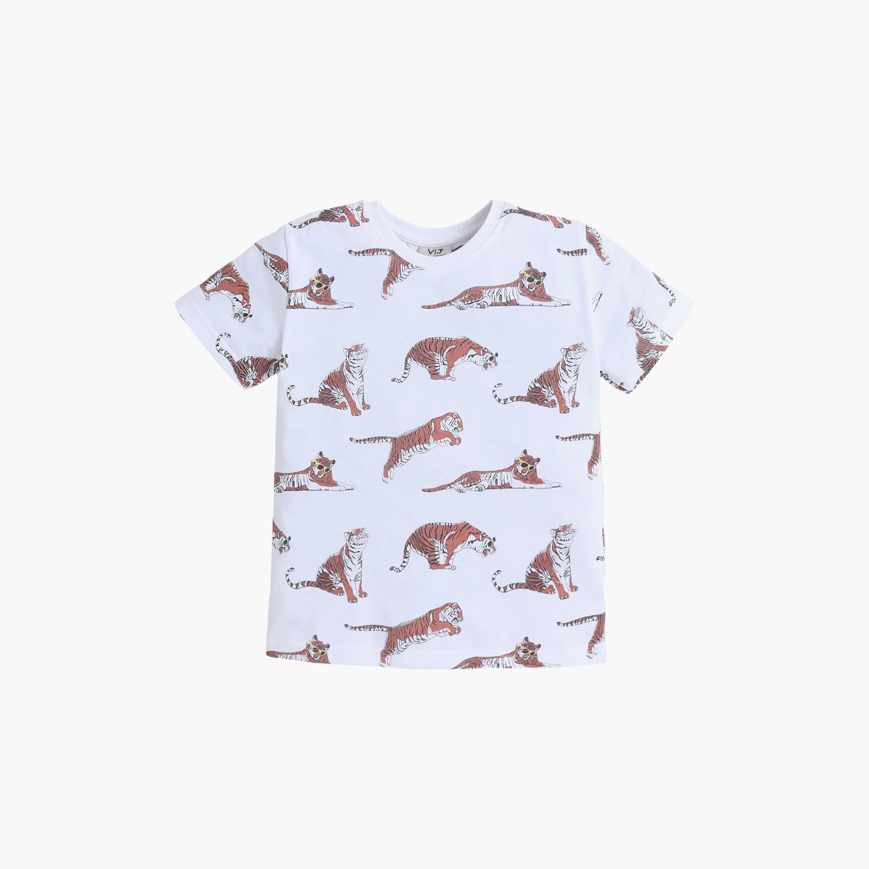 طقم تي شيرت قطني وشورت بطبعة نمر من فيكتور آند جين-baby-girls-clothing-nightwear-pyjamasets-image-3