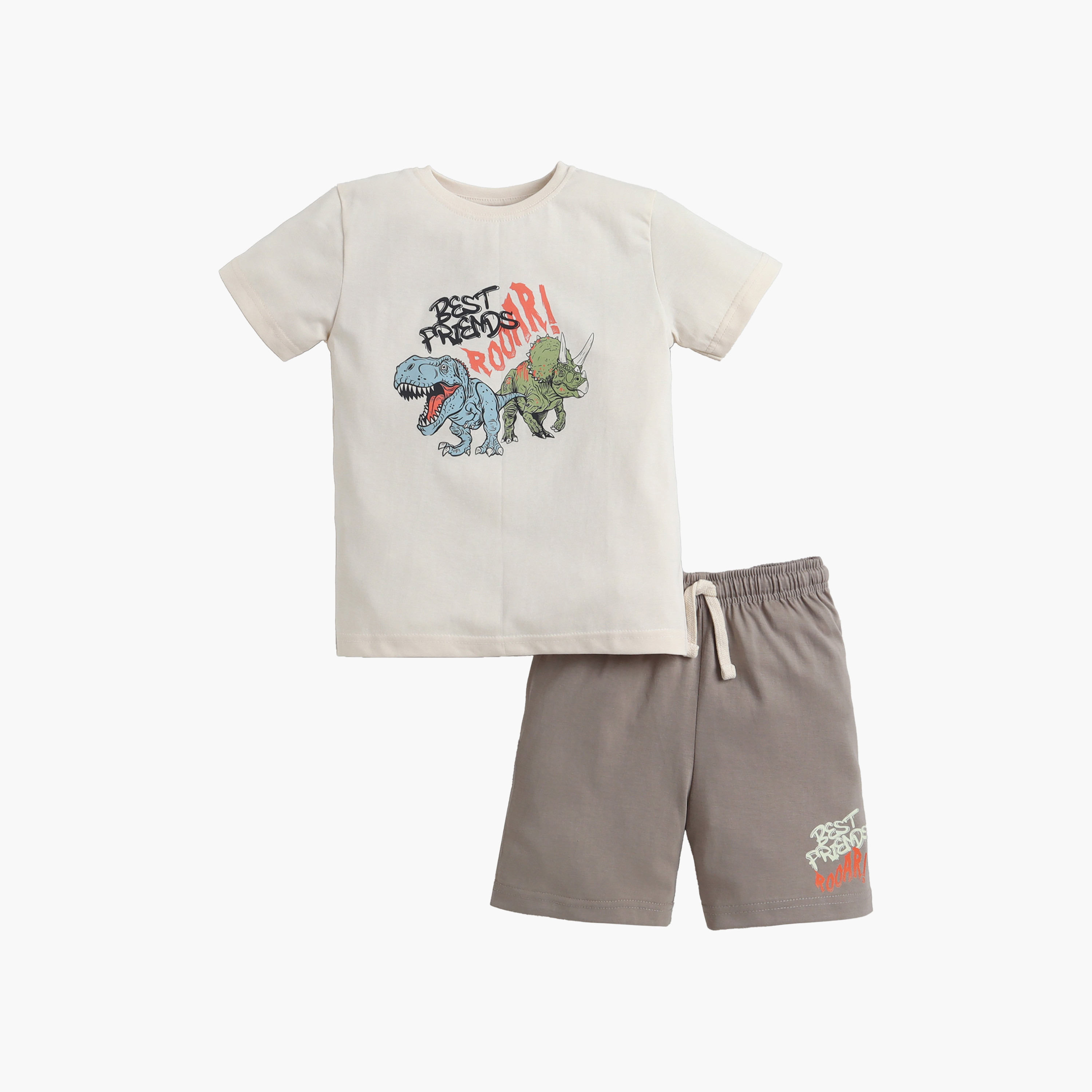 Victor and Jane Cotton Half Sleeves Dinosaur Printed T-Shirt & Shorts Set-baby-boys-clothing-setsandcoords-image-3