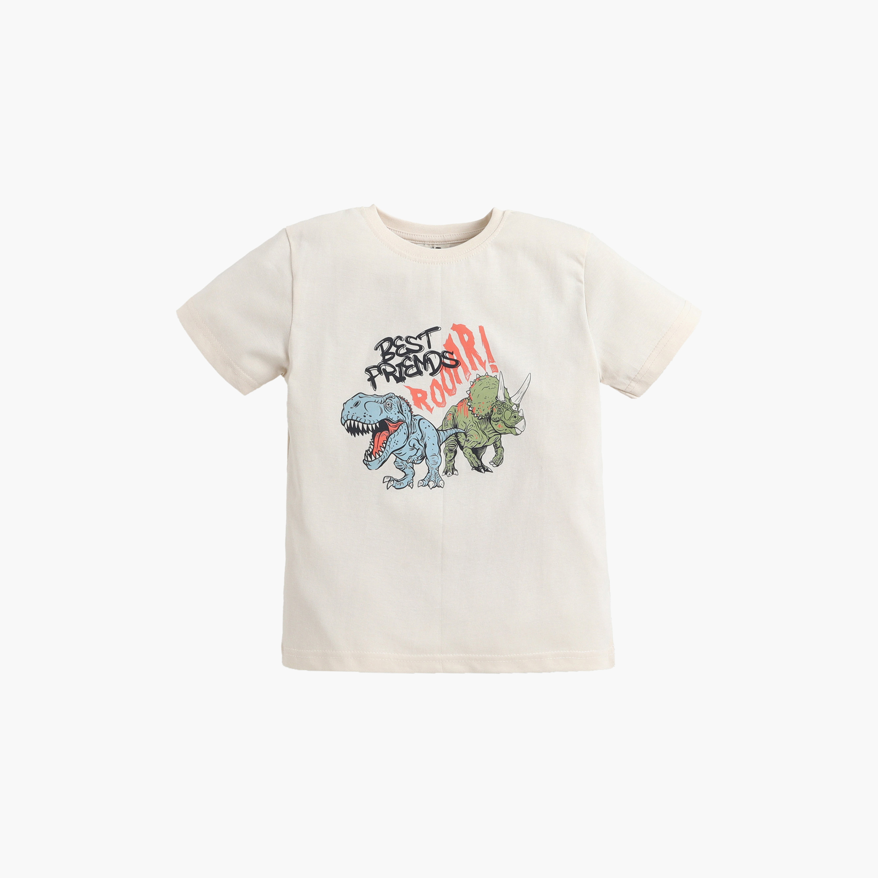 طقم تيشيرت قطن بأكمام نصفية بطبعة ديناصور وشورت من فيكتور أند جين-baby-boys-clothing-setsandcoords-image-4