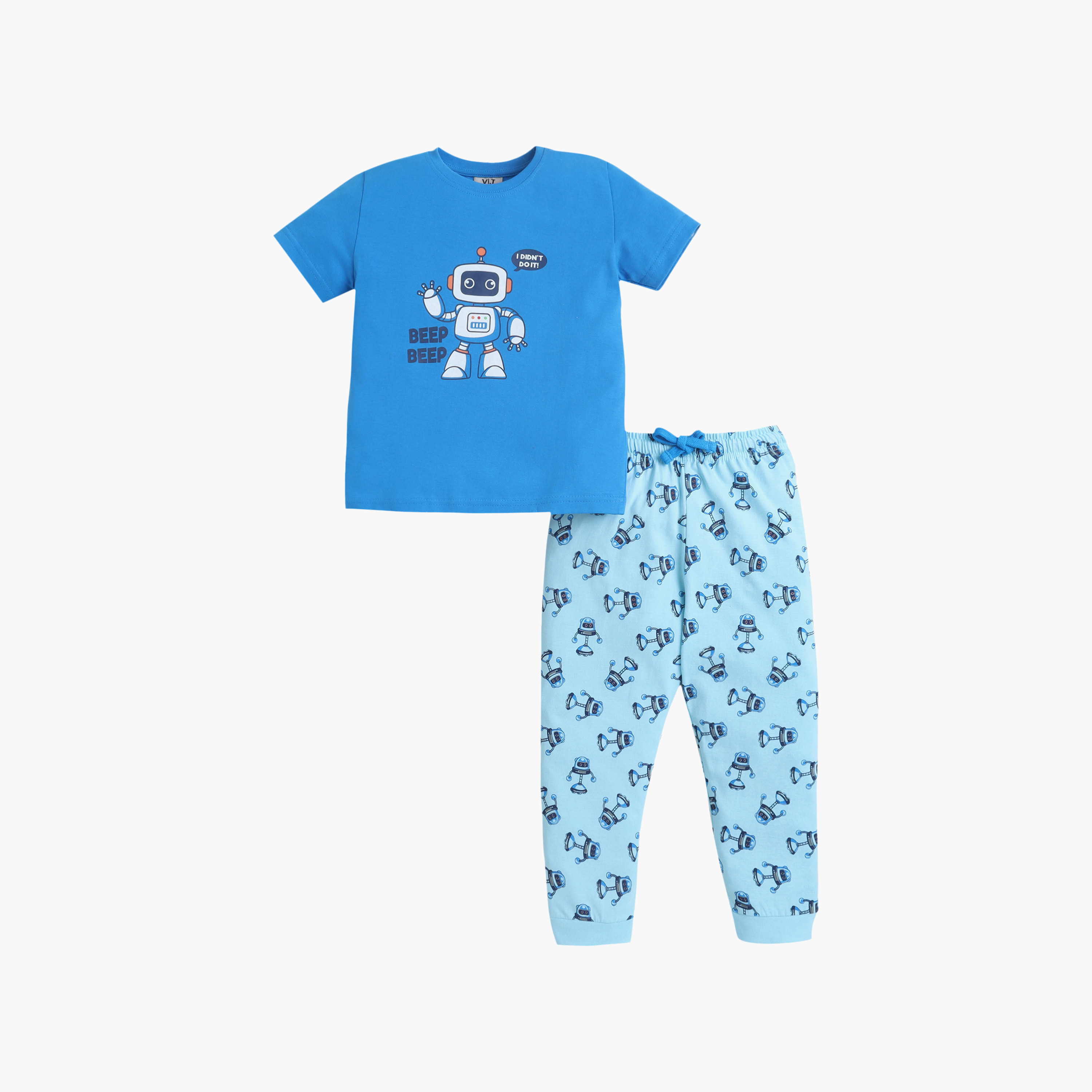 Victor and Jane Robot Graphic Cotton T-Shirt & Pajama Set-boys-clothing-nightwear-image-2