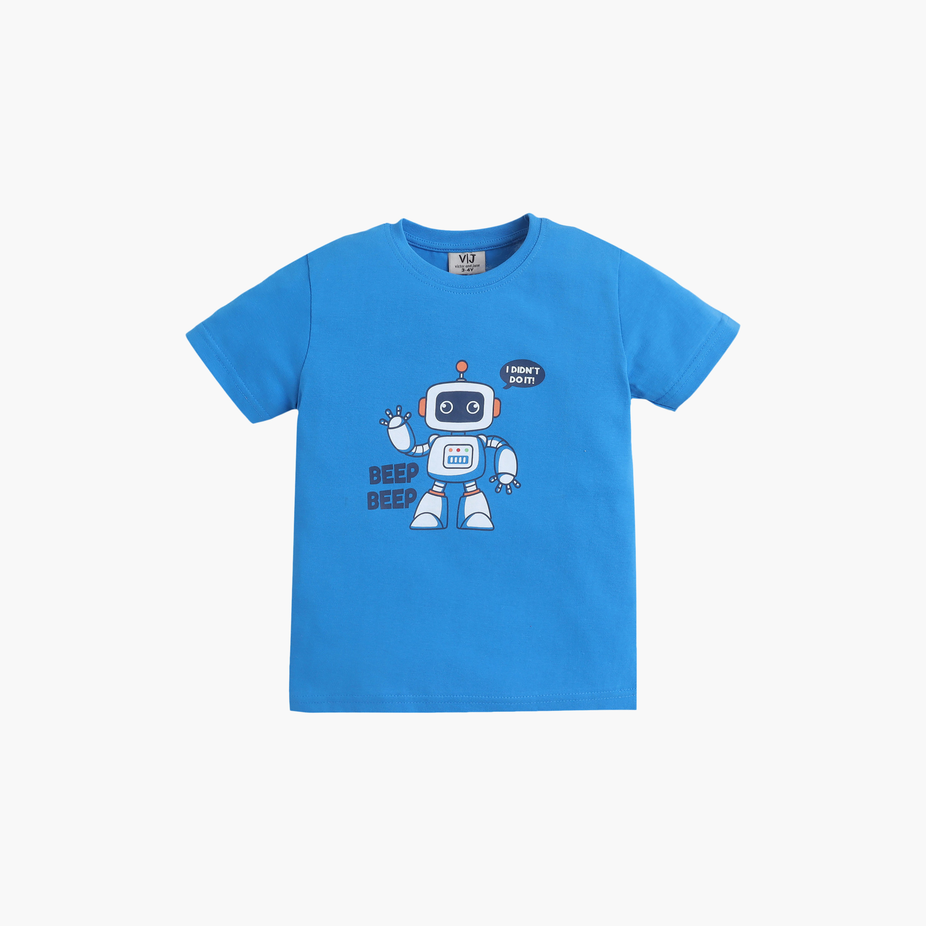 طقم تي شيرت قطني وبيجامة برسومات روبوت من فيكتور آند جين-boys-clothing-nightwear-image-3