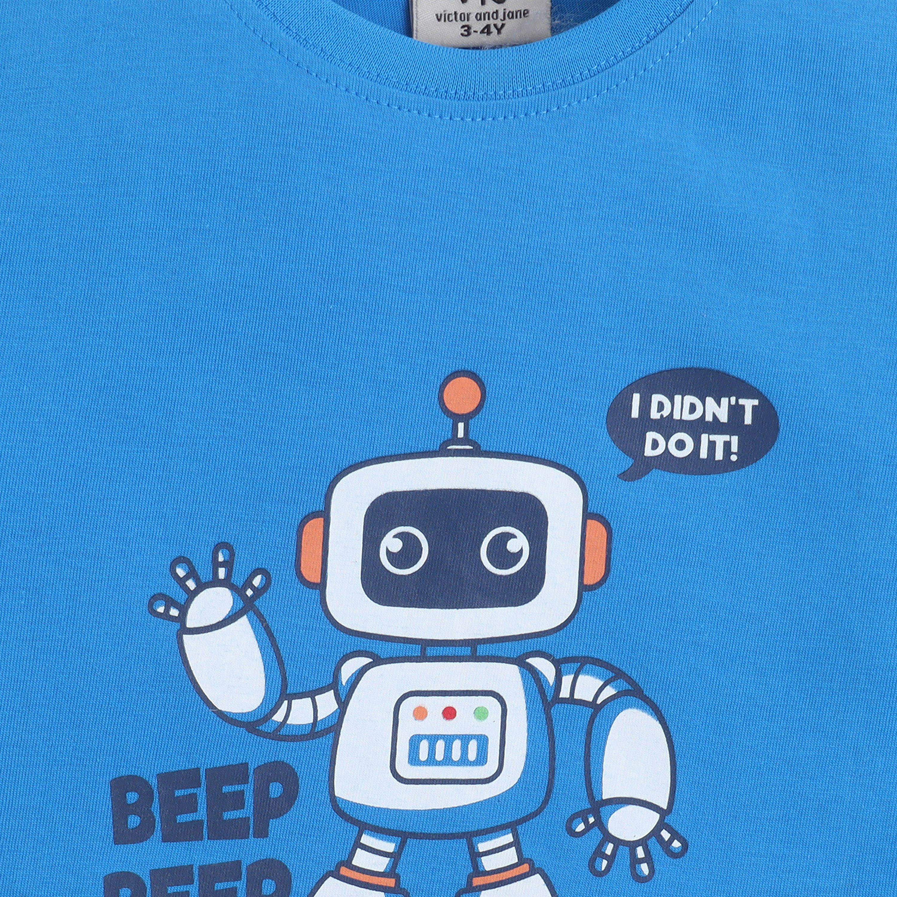 طقم تي شيرت قطني وبيجامة برسومات روبوت من فيكتور آند جين-boys-clothing-nightwear-image-5