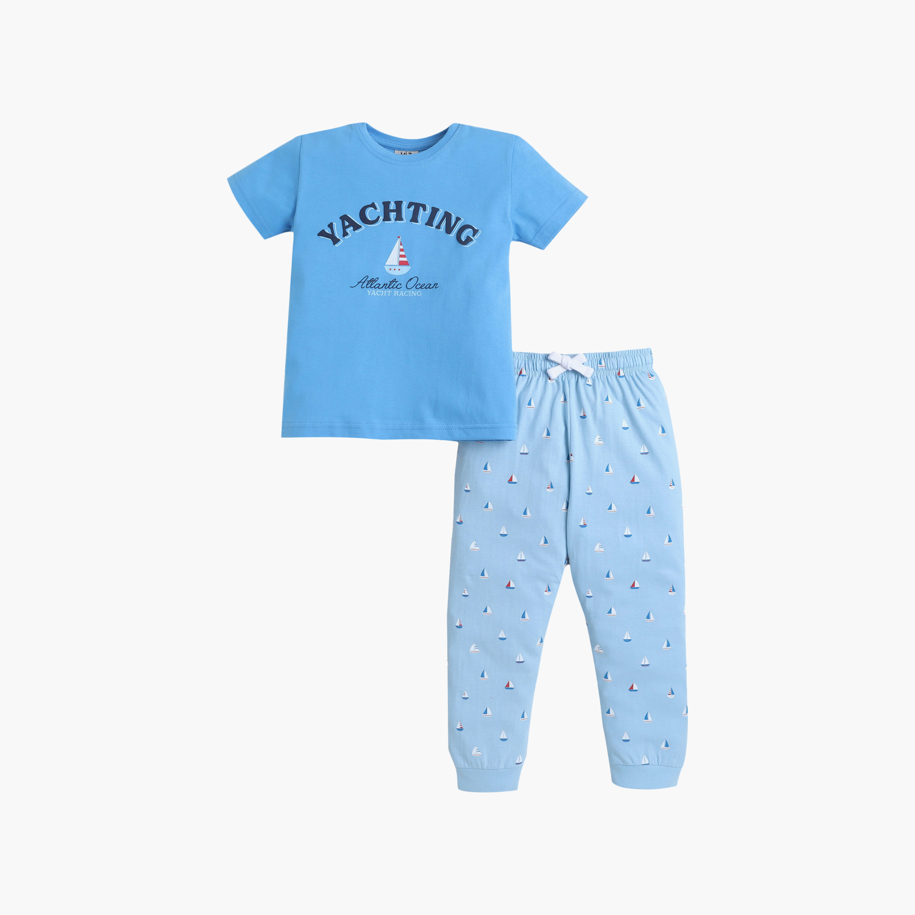 طقم تي شيرت قطني وبيجامة برسومات يخوت من فيكتور آند جين-boys-clothing-nightwear-image-2