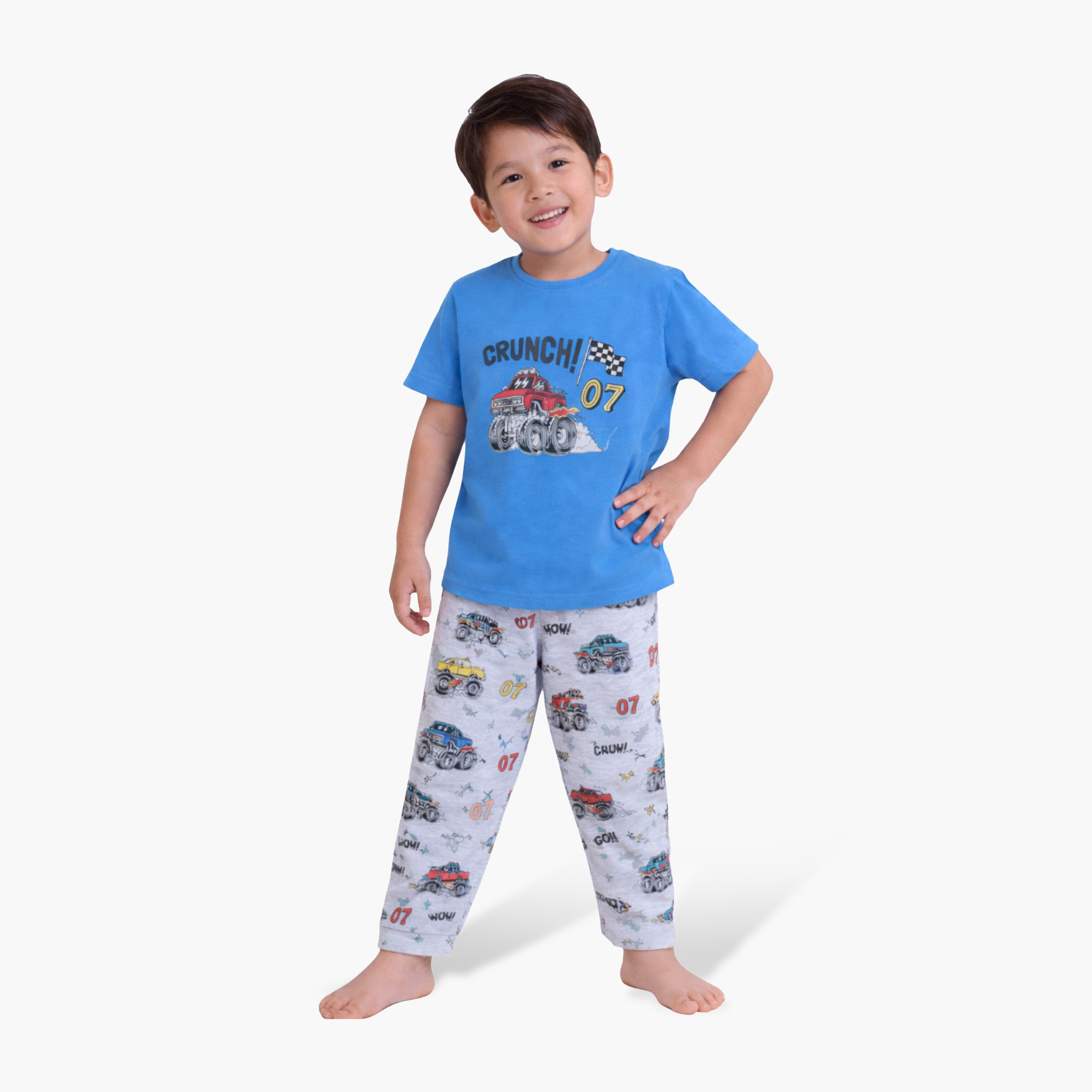 طقم تي شيرت قطني وبيجامة بطبعة شاحنة "مونستر" من فيكتور آند جين-boys-clothing-nightwear-image-1