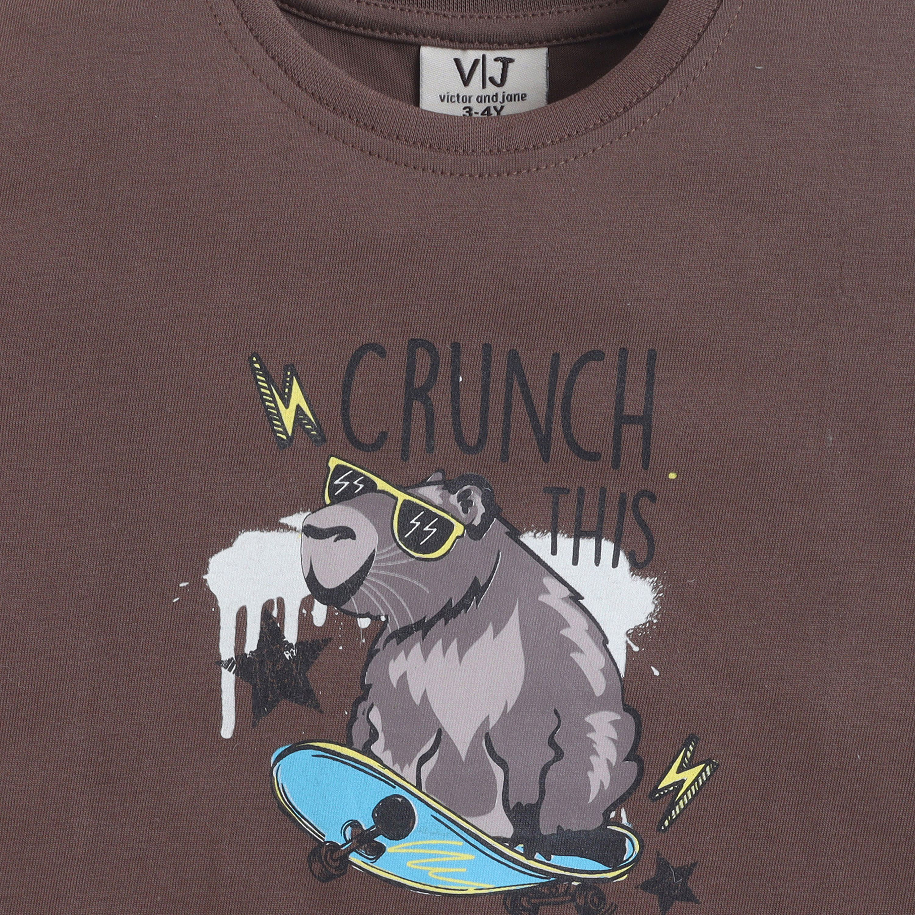 Victor and Jane Bear Skate Graphic Cotton T-Shirt & Pajama Set-boys-clothing-setsandcoords-image-4