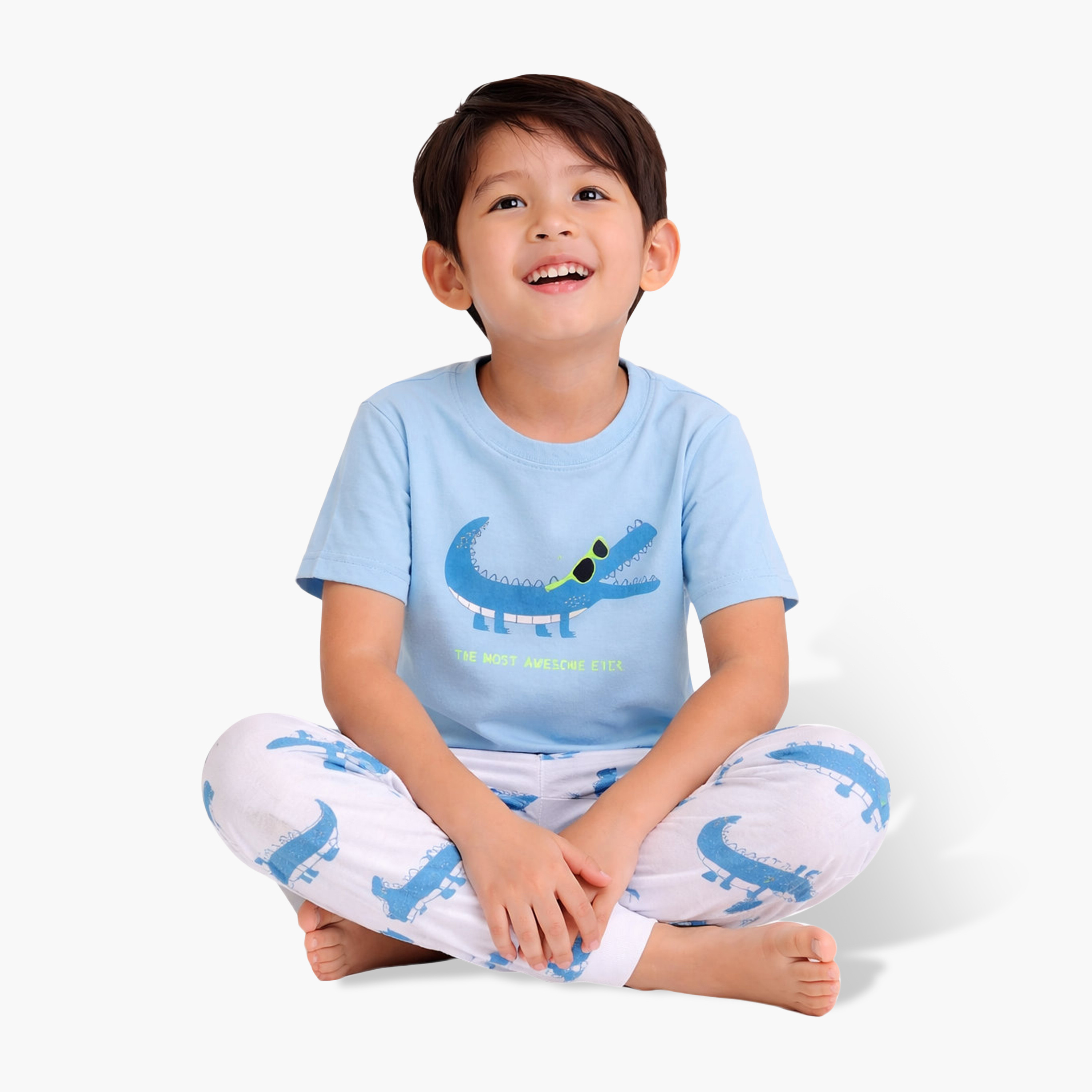 Victor and Jane Crocodile Printed Cotton T-Shirt & Pajama Set-baby-boys-clothing-nightwear-pyjamasets-image-5
