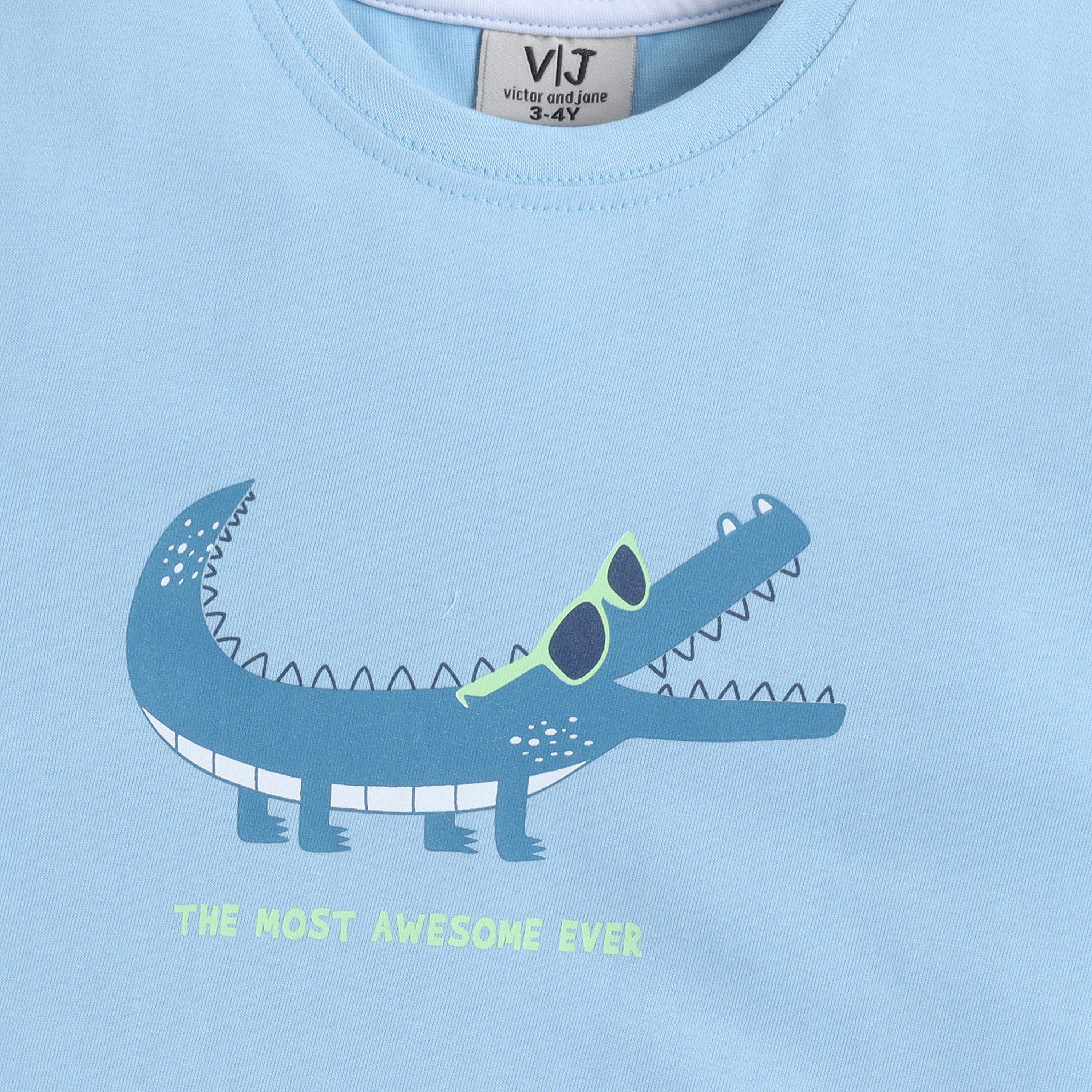 طقم تي شيرت قطني وبيجامة بطبعة تمساح من فيكتور آند جين-baby-boys-clothing-nightwear-pyjamasets-image-6