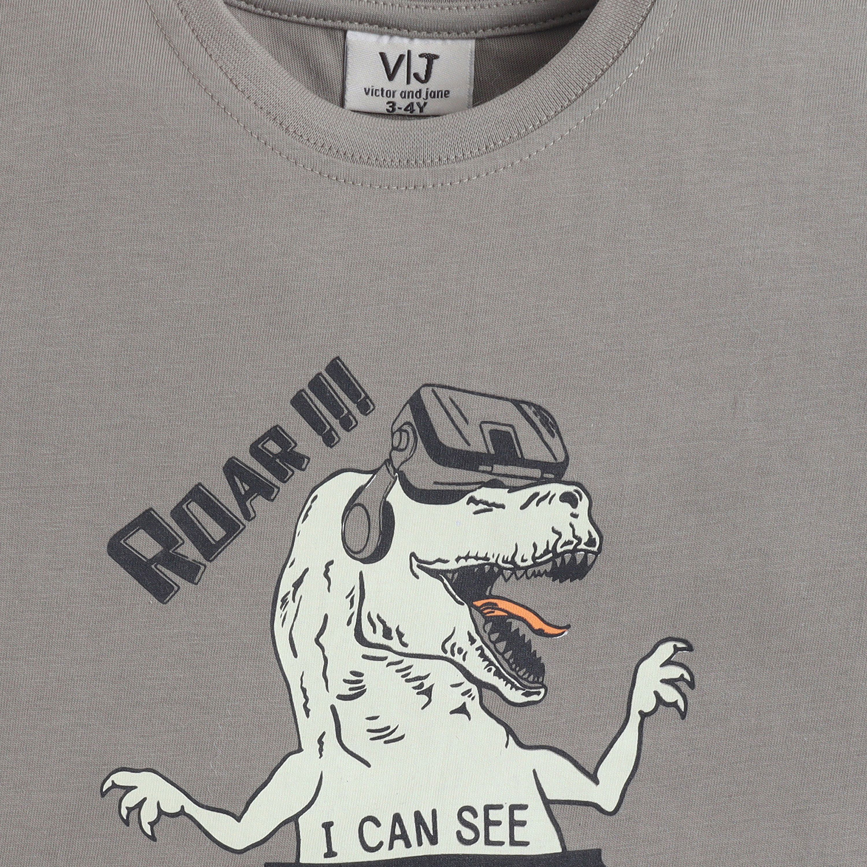 Victor and Jane Dino Graphic Cotton T-Shirt & Pajama Set-baby-boys-clothing-nightwear-pyjamasets-image-5