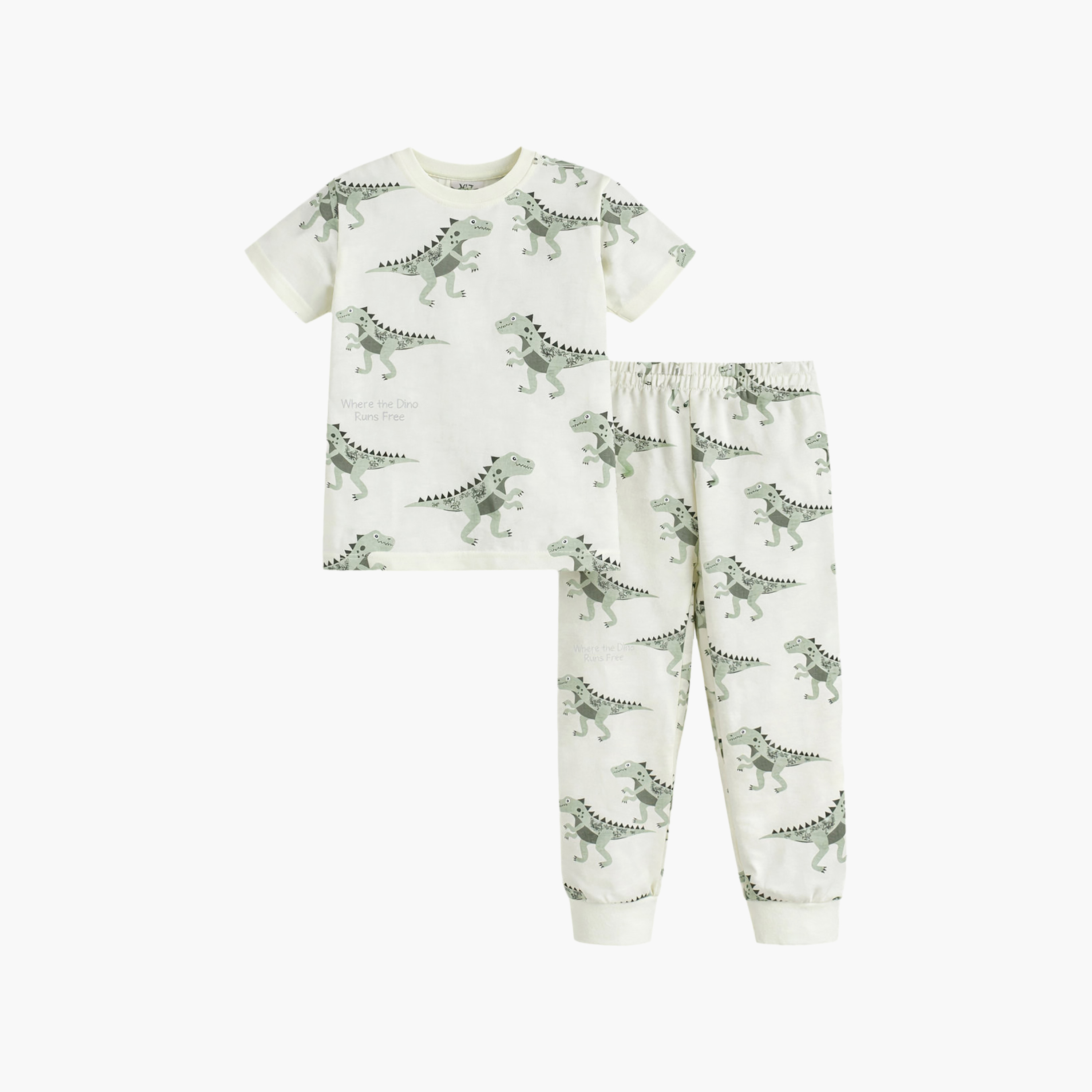 Victor and Jane All-Over Dino Printed Cotton T-Shirt & Pajama Set-baby-boys-clothing-nightwear-pyjamasets-image-3