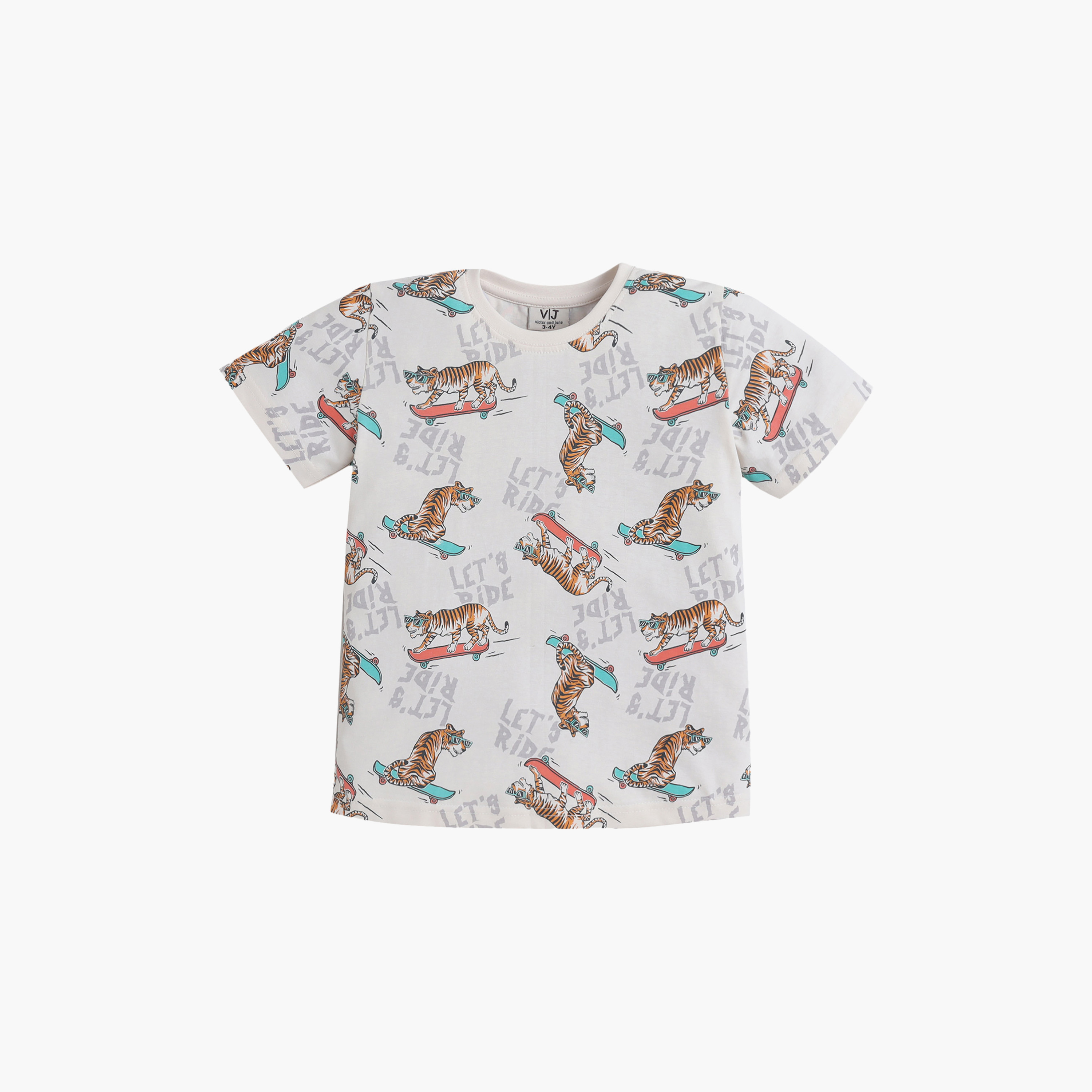 طقم تي شيرت قطني وبيجامة بطبعة حيوانات مرحة من فيكتور آند جين-boys-clothing-nightwear-image-3