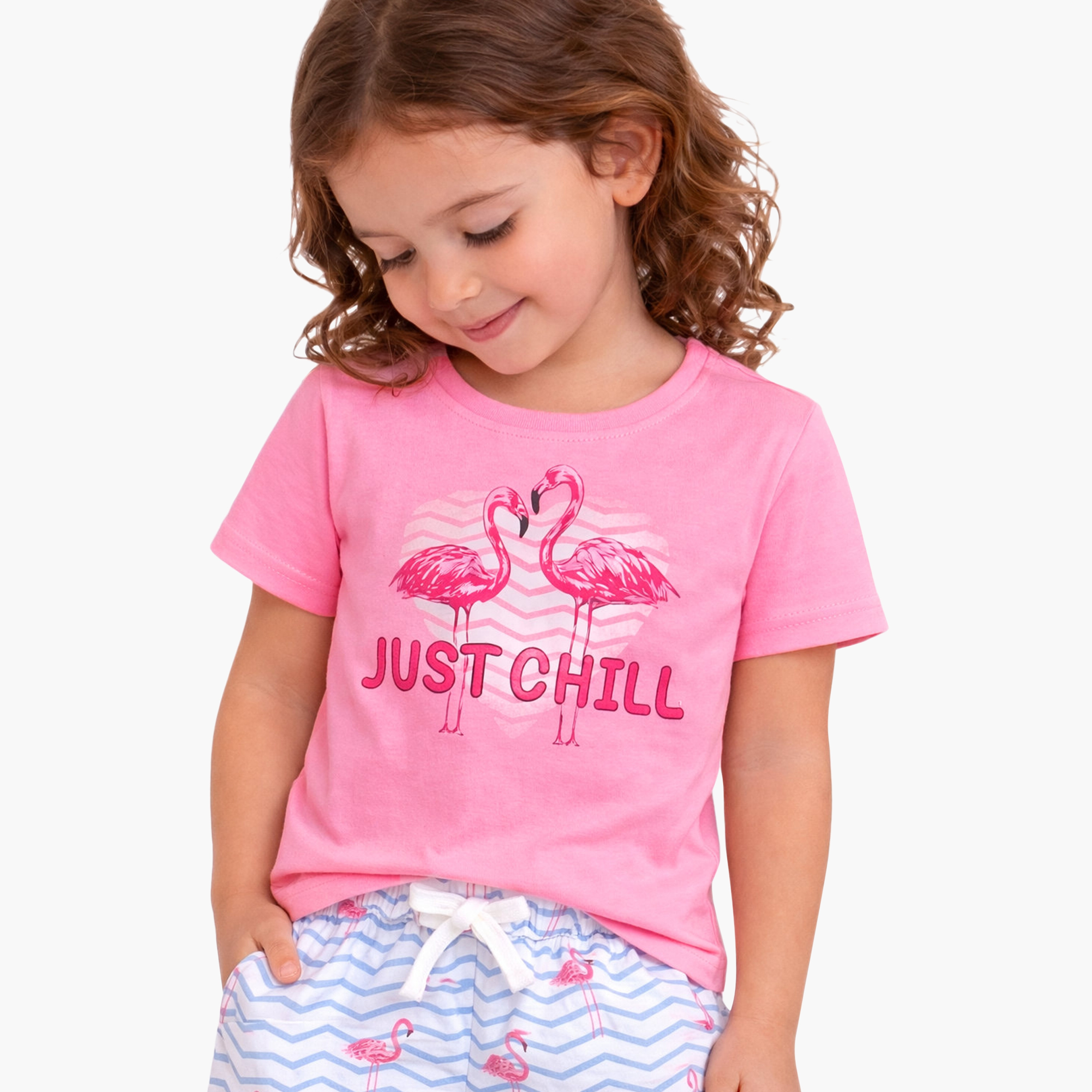 Victor and Jane Cotton Half Sleeves Flamingo Printed T-Shirt & Shorts Set-baby-girls-clothing-setsandcoords-image-6