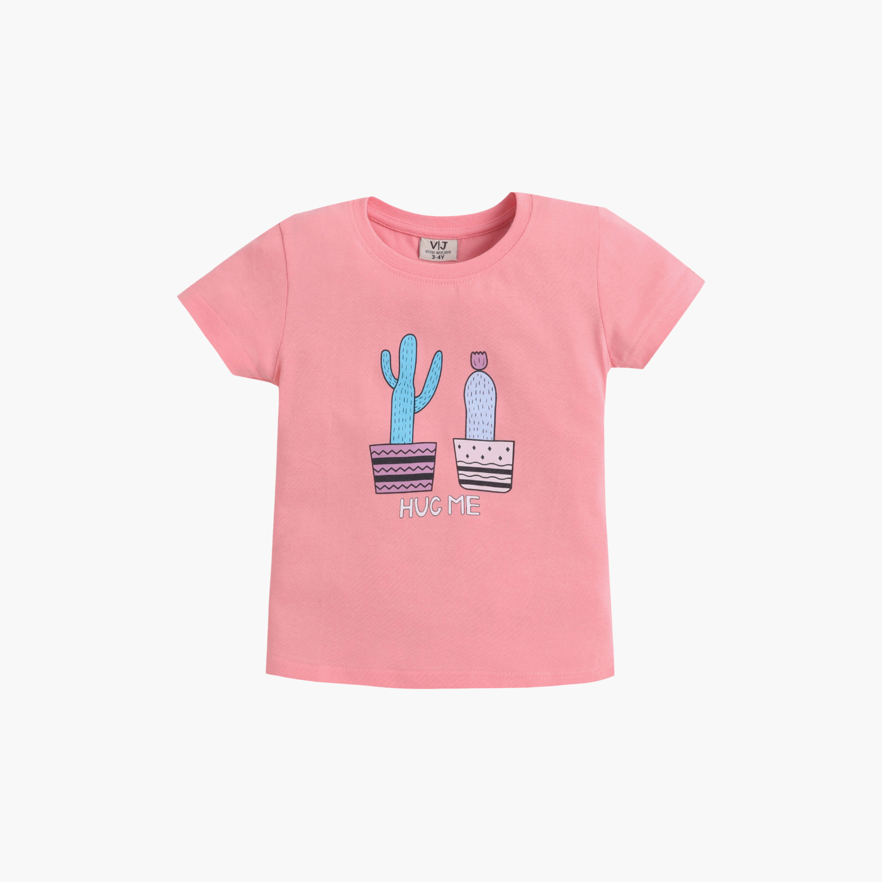 طقم تي شيرت قطني وشورت بطبعة صبار من فيكتور آند جين-baby-girls-clothing-nightwear-pyjamasets-image-3