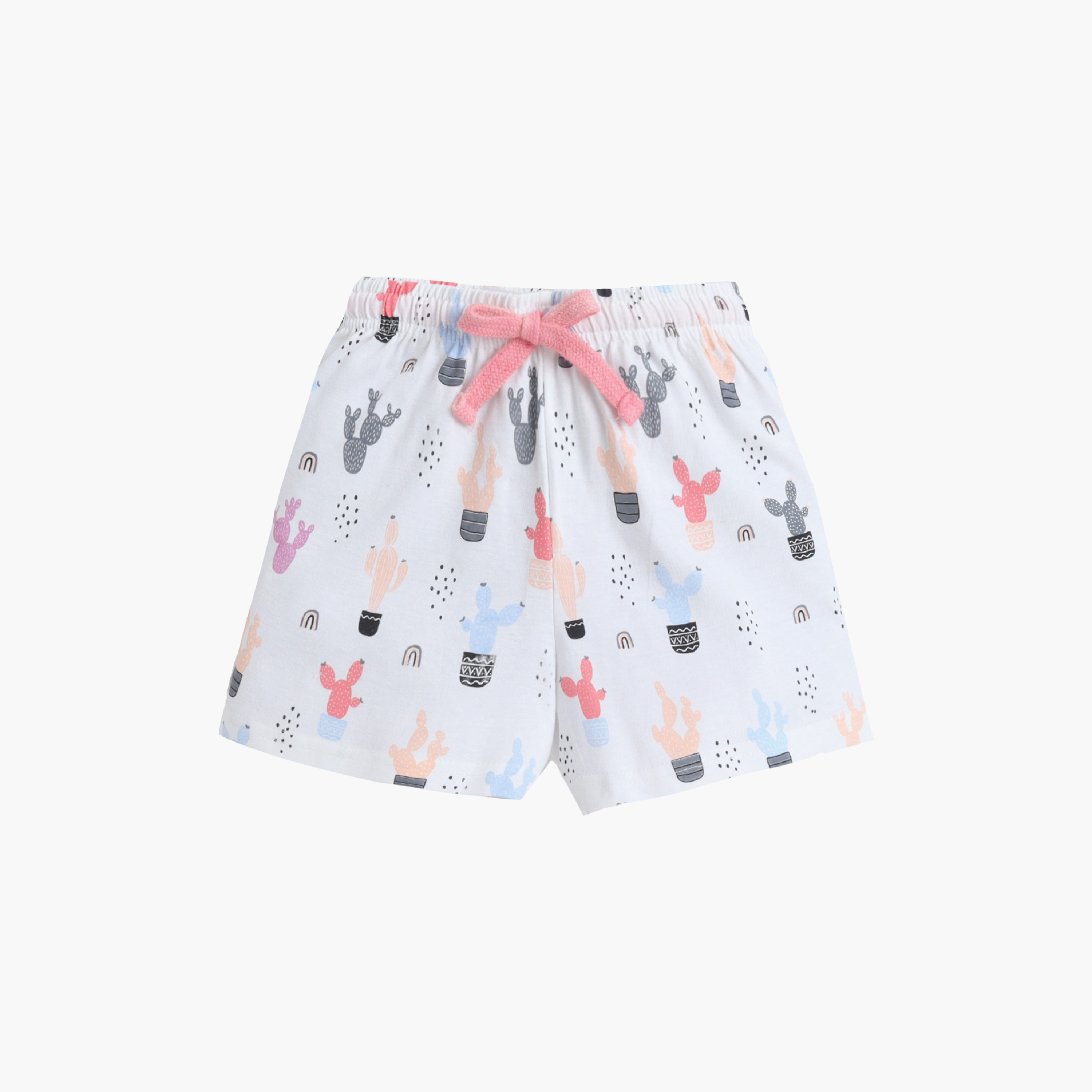 Victor and Jane Cactus Printed Cotton T-Shirt & Shorts Set-baby-girls-clothing-nightwear-pyjamasets-image-4