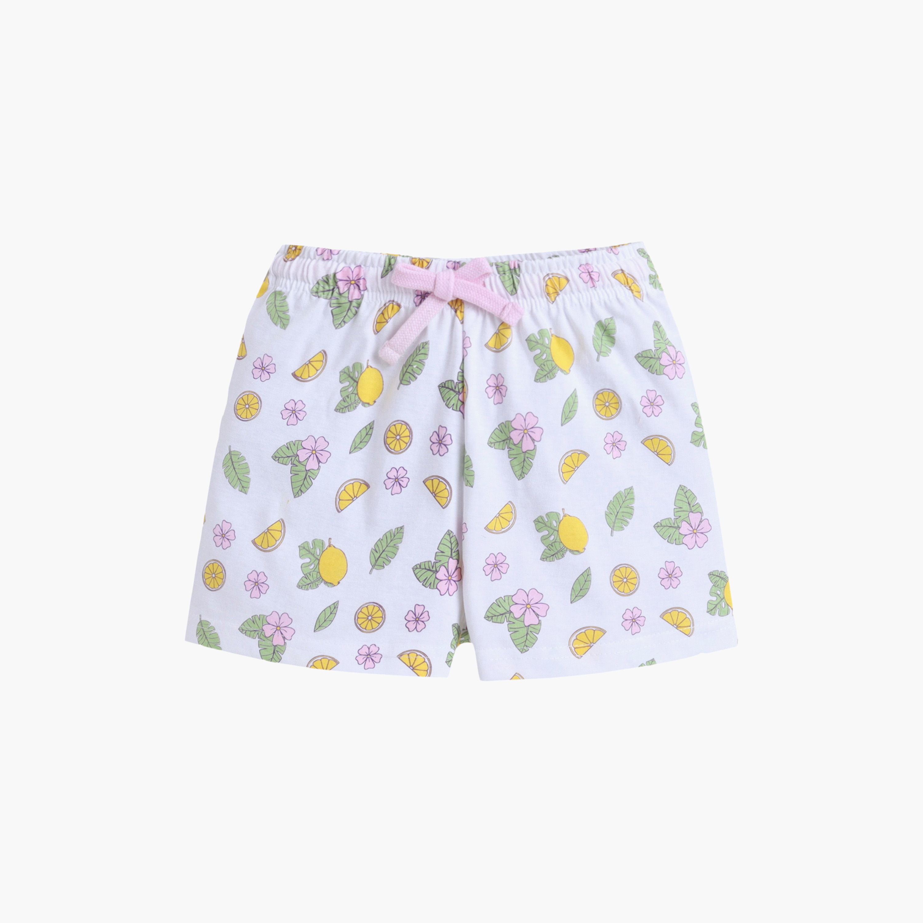 Victor and Jane Lemon Printed Cotton T-Shirt & Shorts Set-girls-clothing-setsandcoords-image-4