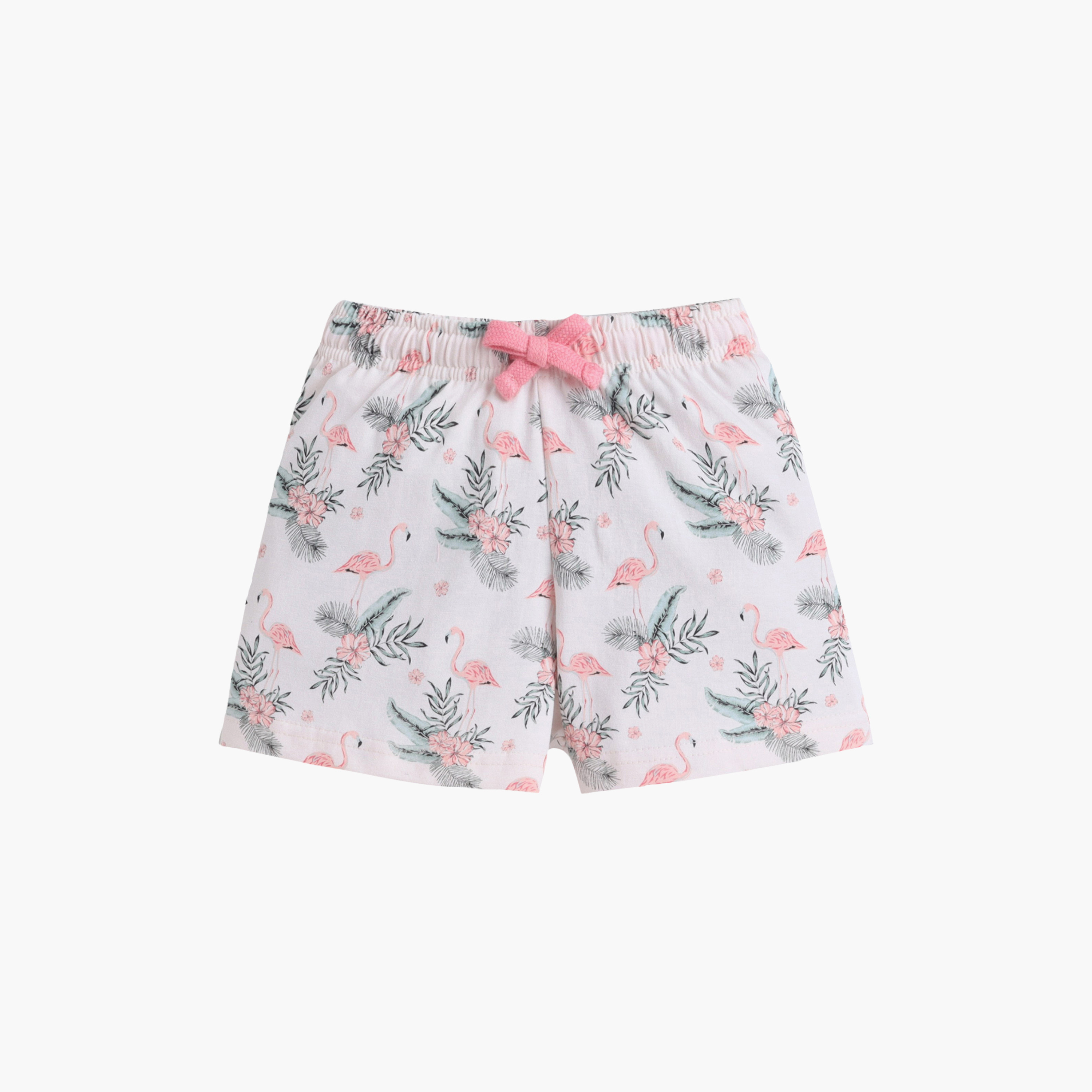 Victor and Jane Flamingo Printed Cotton T-Shirt & Shorts Set-girls-clothing-setsandcoords-image-4
