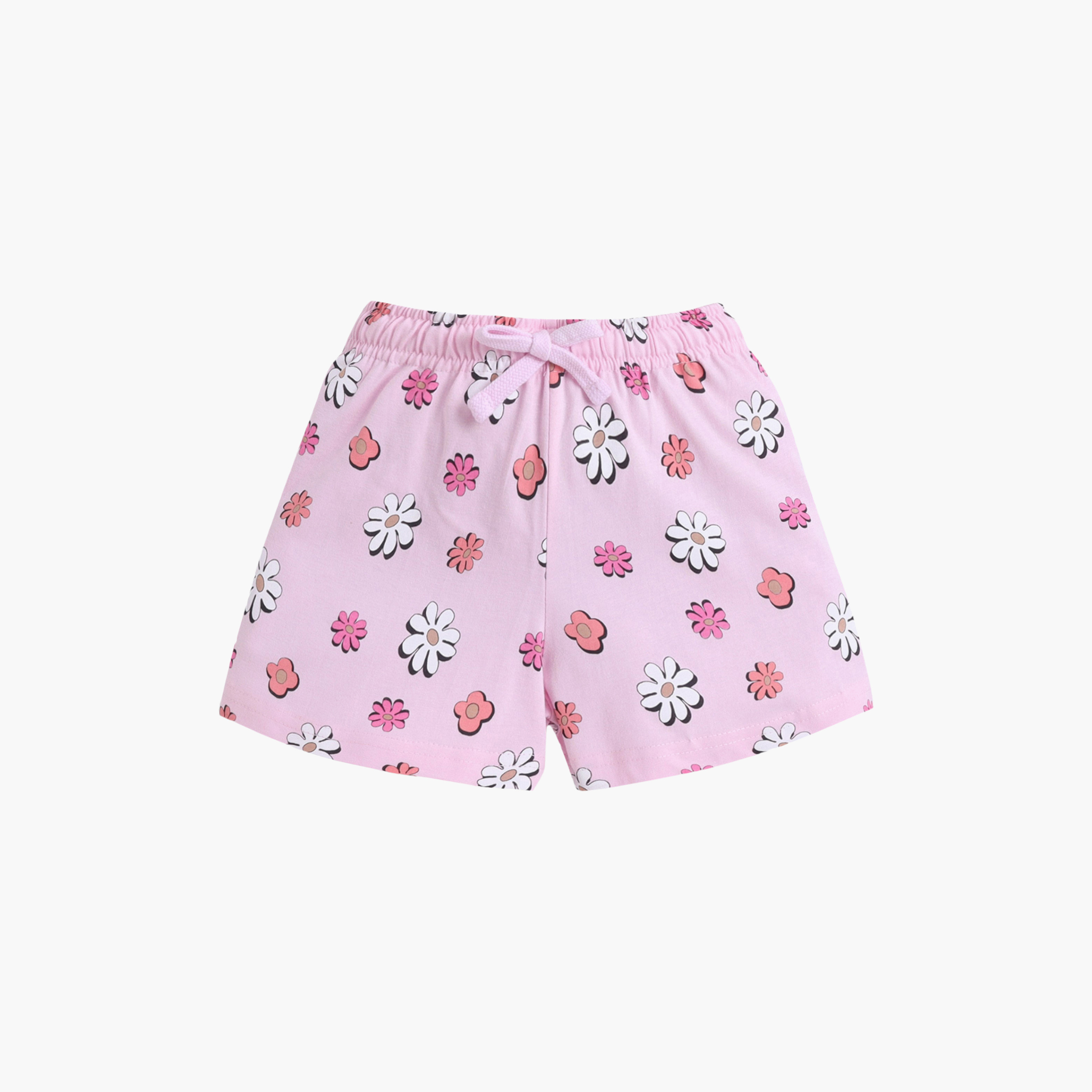 Victor and Jane Floral Printed Cotton T-Shirt & Shorts Set-baby-girls-clothing-nightwear-pyjamasets-image-4