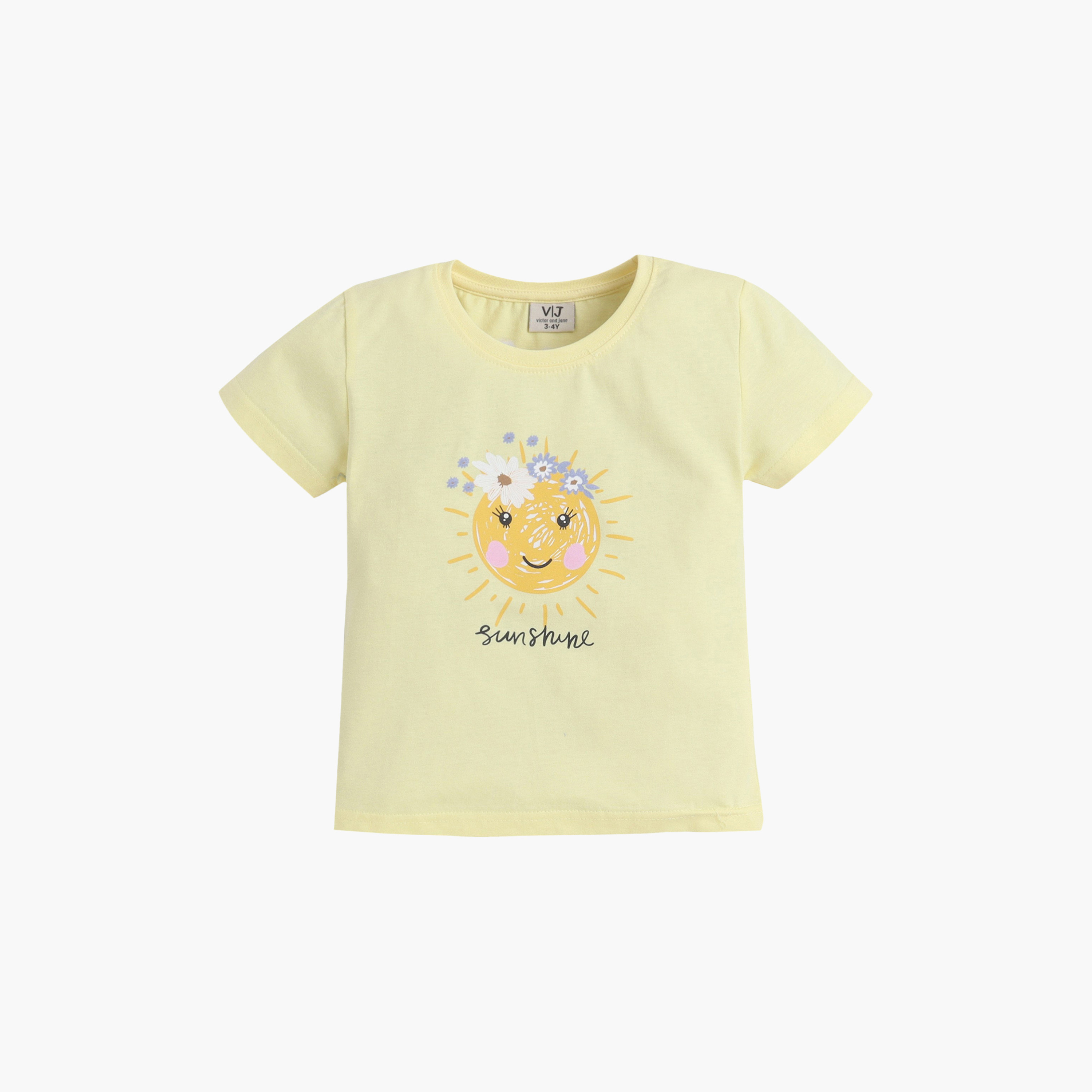 Victor and Jane Sunshine Printed Cotton T-Shirt & Shorts Set-baby-girls-clothing-nightwear-pyjamasets-image-3