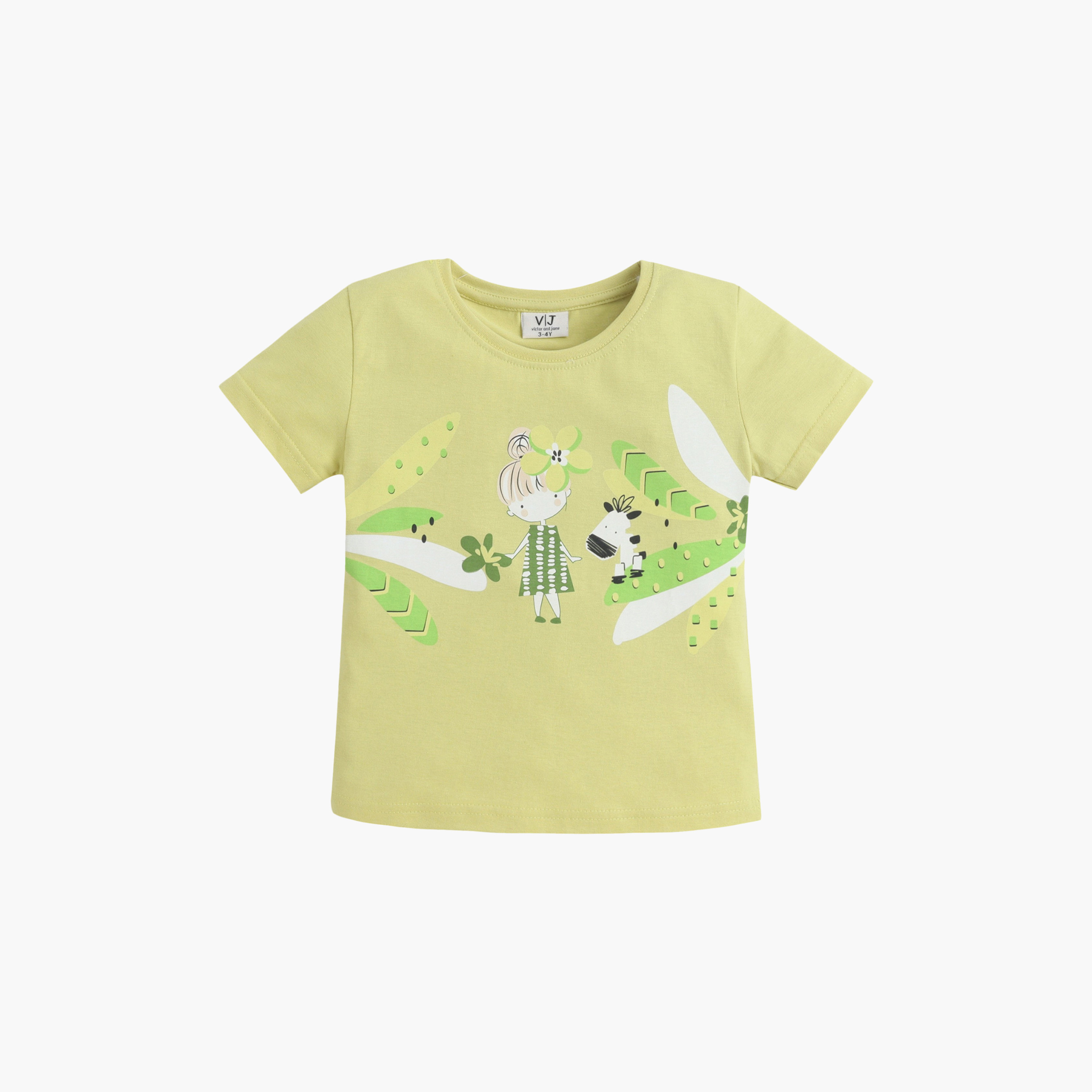 Victor and Jane Nature Printed Cotton T-Shirt & Shorts Set-baby-girls-clothing-nightwear-pyjamasets-image-2