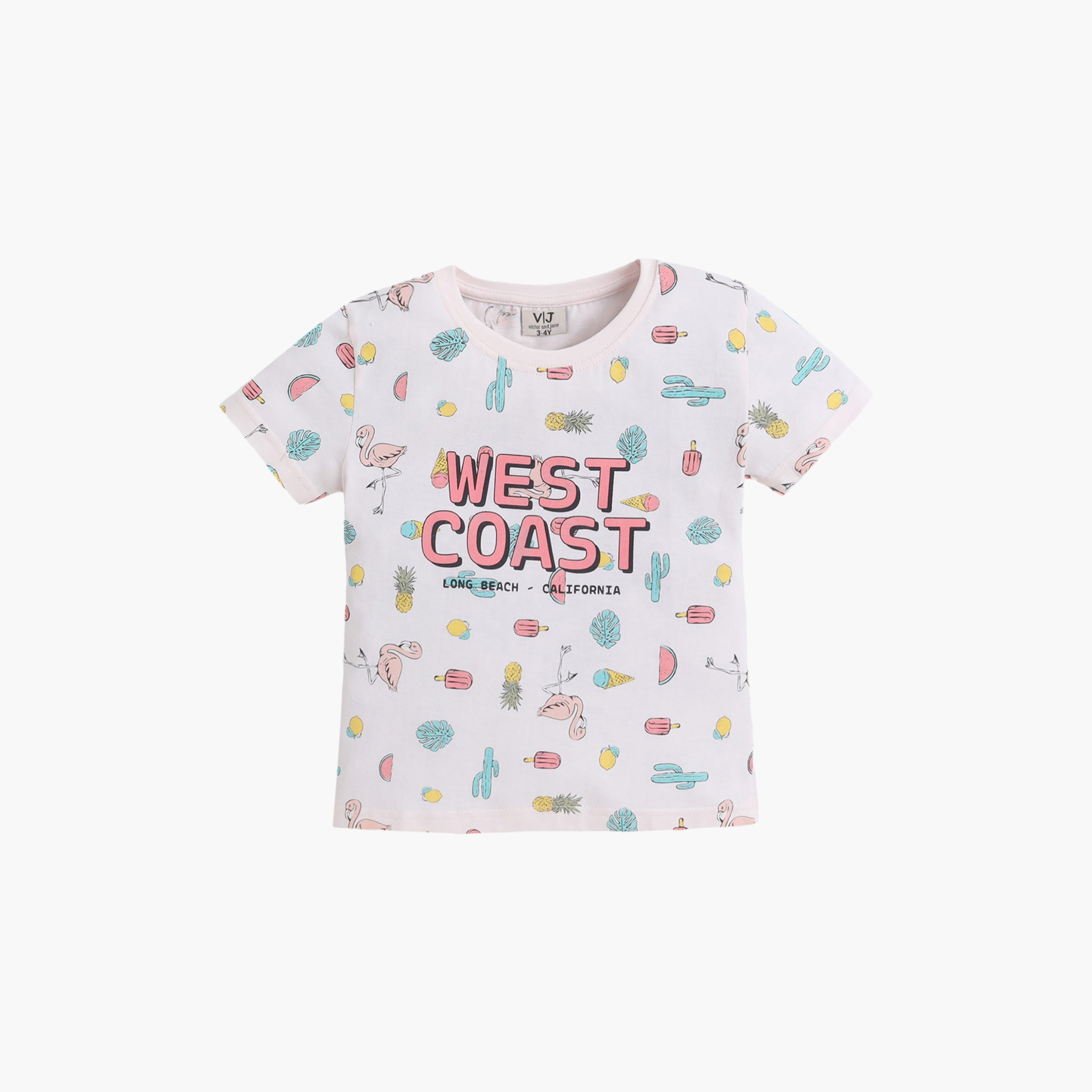 Victor and Jane West Coast Printed Cotton T-Shirt & Shorts Set-baby-girls-clothing-nightwear-pyjamasets-image-3