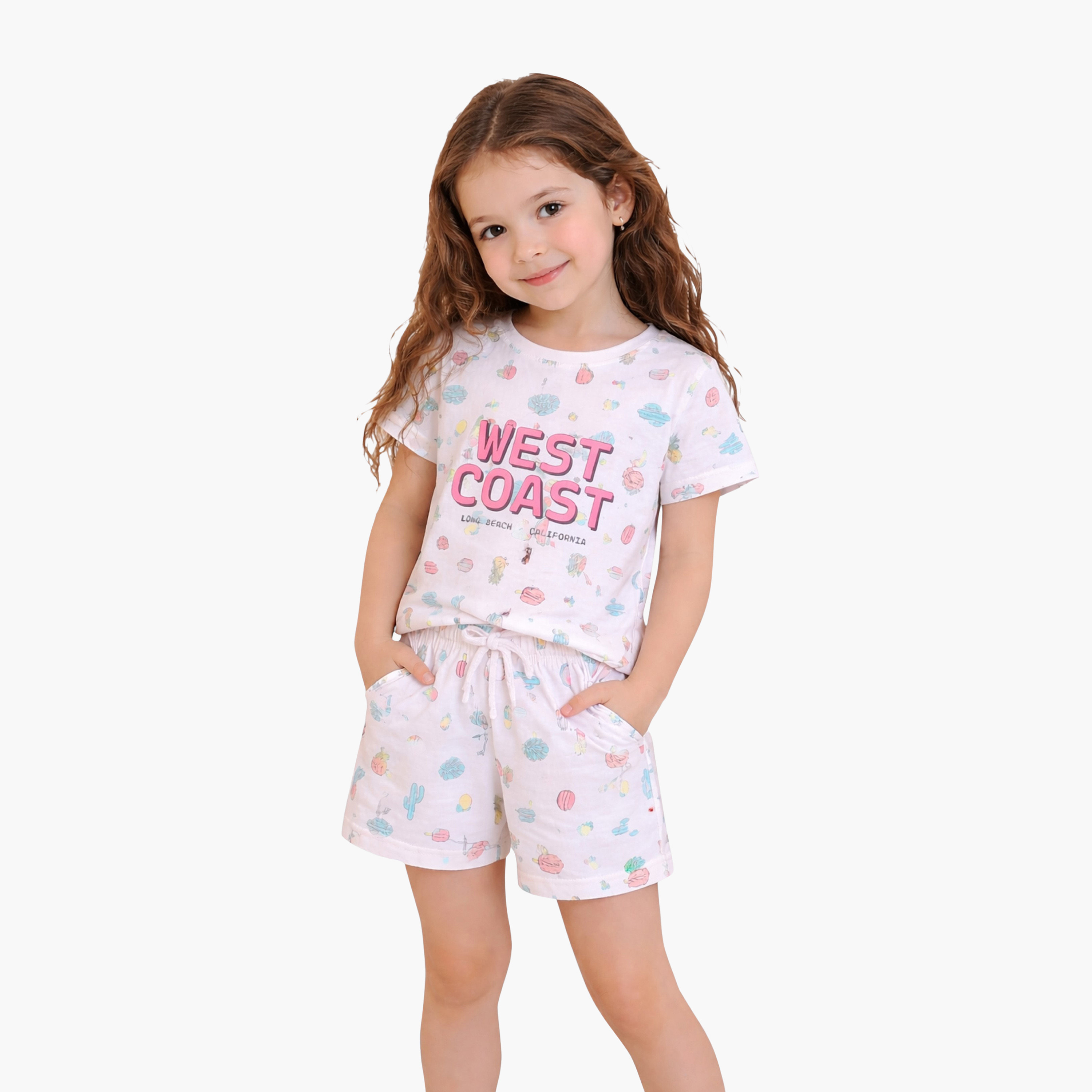 طقم شورت وتيشيرت قطن بطبعات من فيكتور آند جين-baby-girls-clothing-nightwear-pyjamasets-image-5