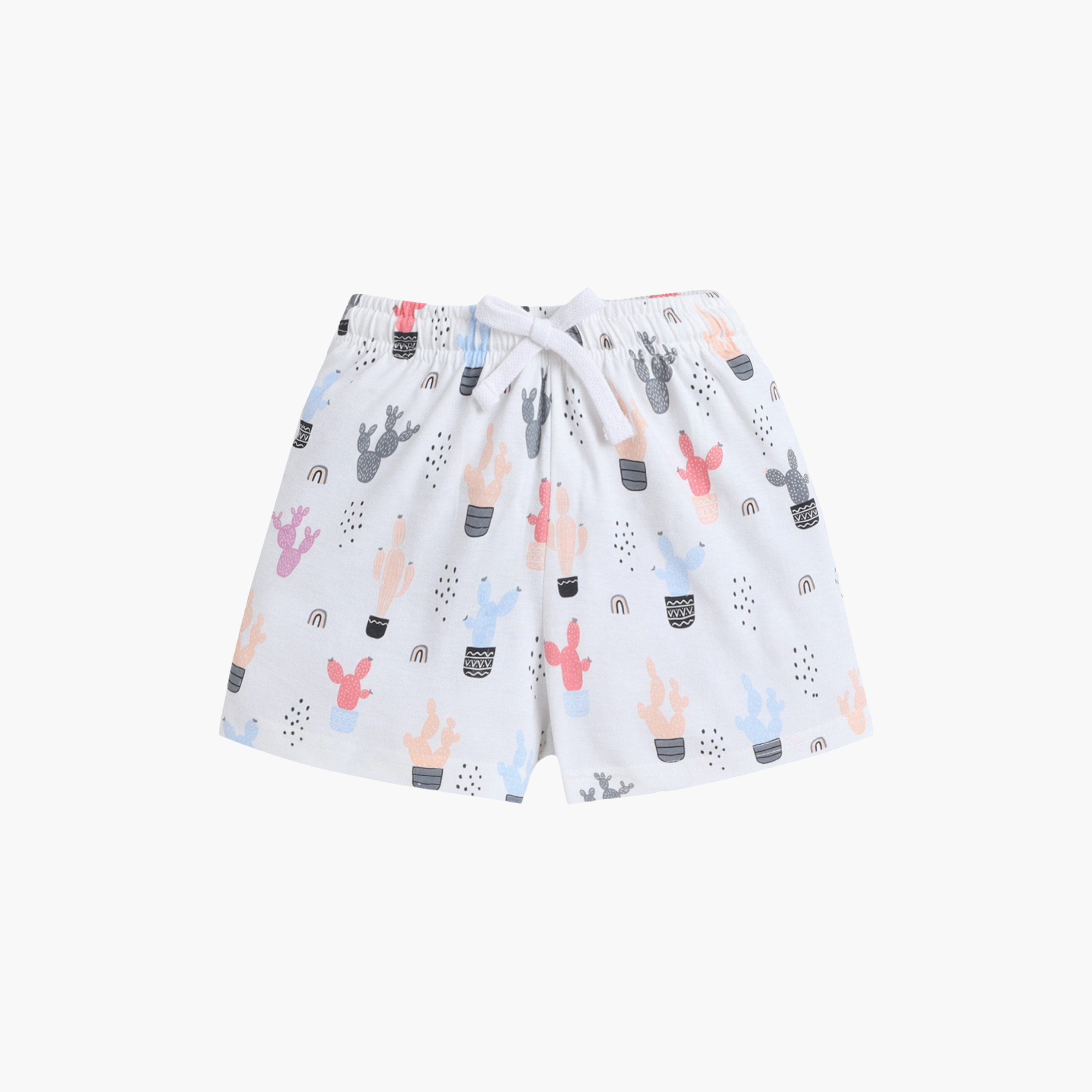 Victor and Jane Cactus Print Cotton T-Shirt & Shorts Set-baby-girls-clothing-nightwear-pyjamasets-image-4